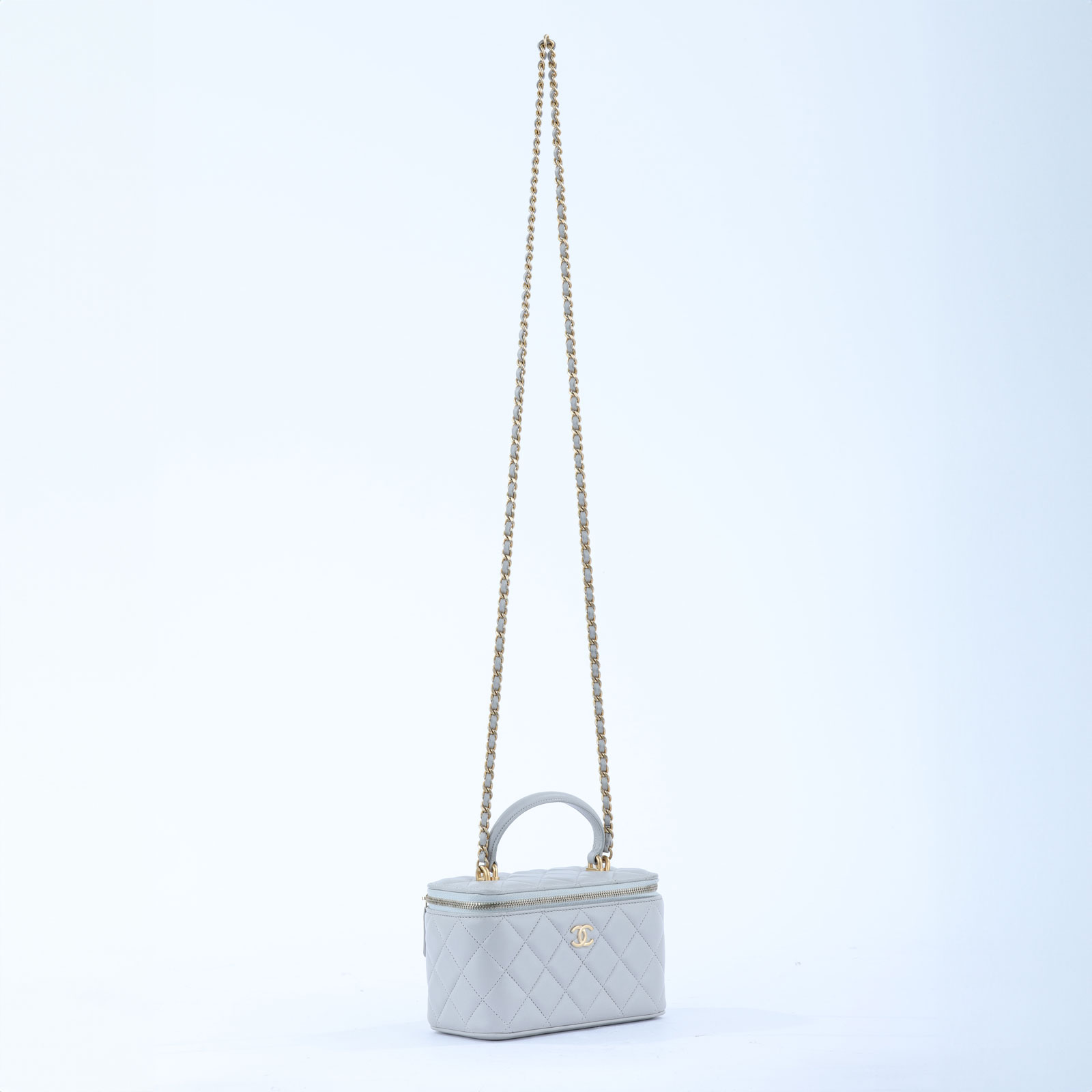 香奈兒 CHANEL Vanity Case 化妝箱 AP2199 31開灰金羊VANITY CASE化妝包 原廠盒子/防塵袋/購買證明