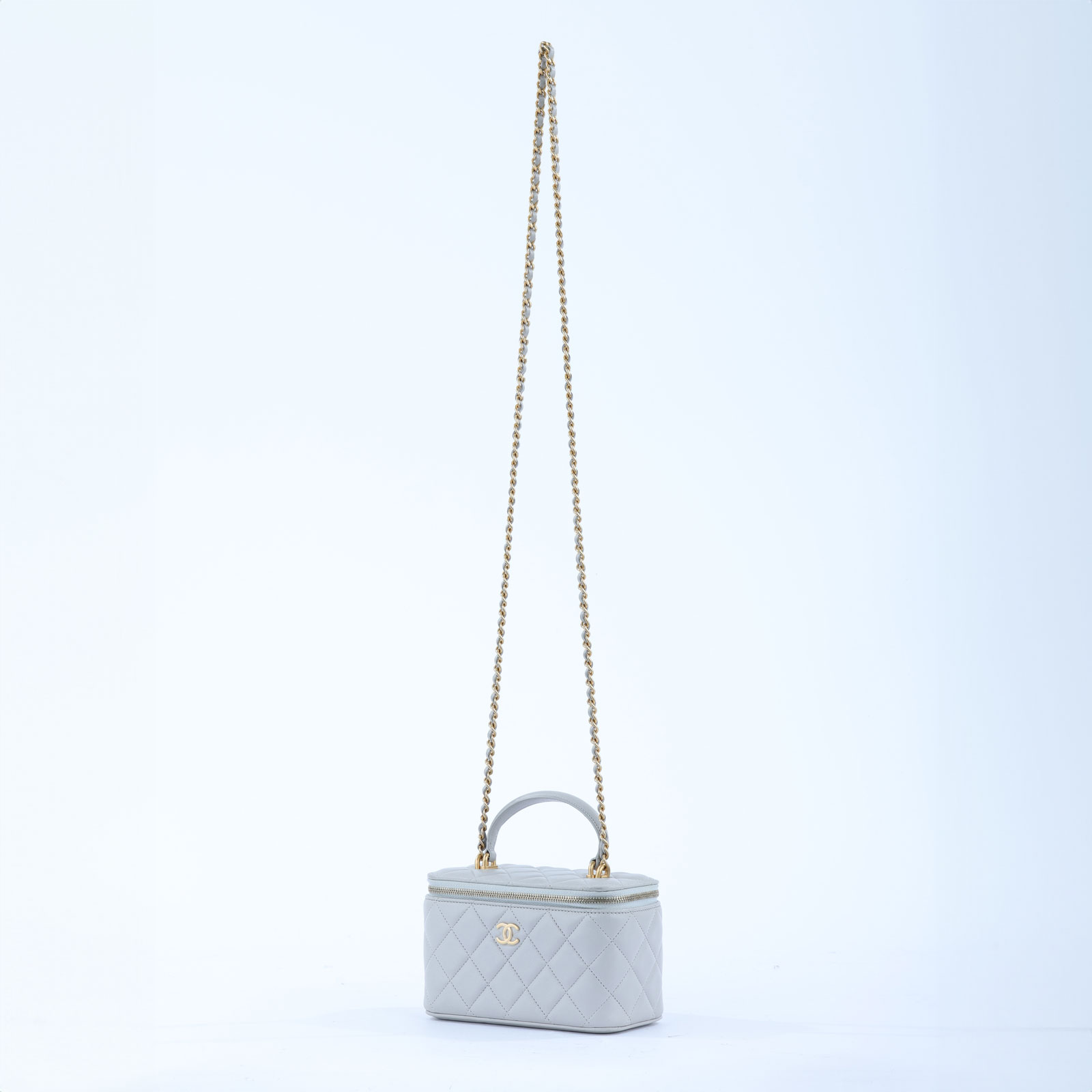 香奈兒 CHANEL Vanity Case 化妝箱 AP2199 31開灰金羊VANITY CASE化妝包 原廠盒子/防塵袋/購買證明