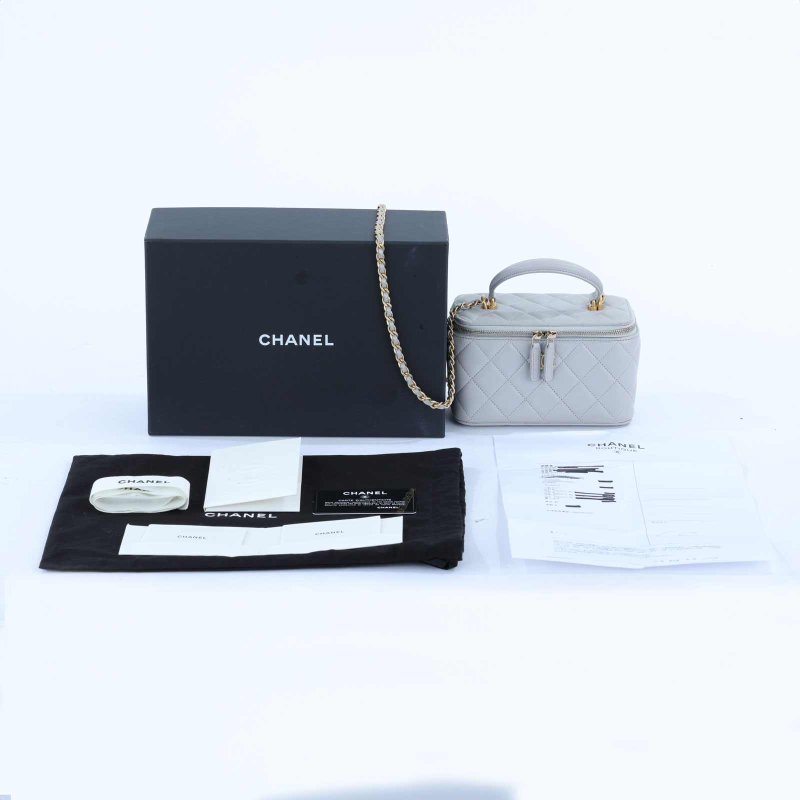 香奈兒 CHANEL Vanity Case 化妝箱 AP2199 31開灰金羊VANITY CASE化妝包 原廠盒子/防塵袋/購買證明