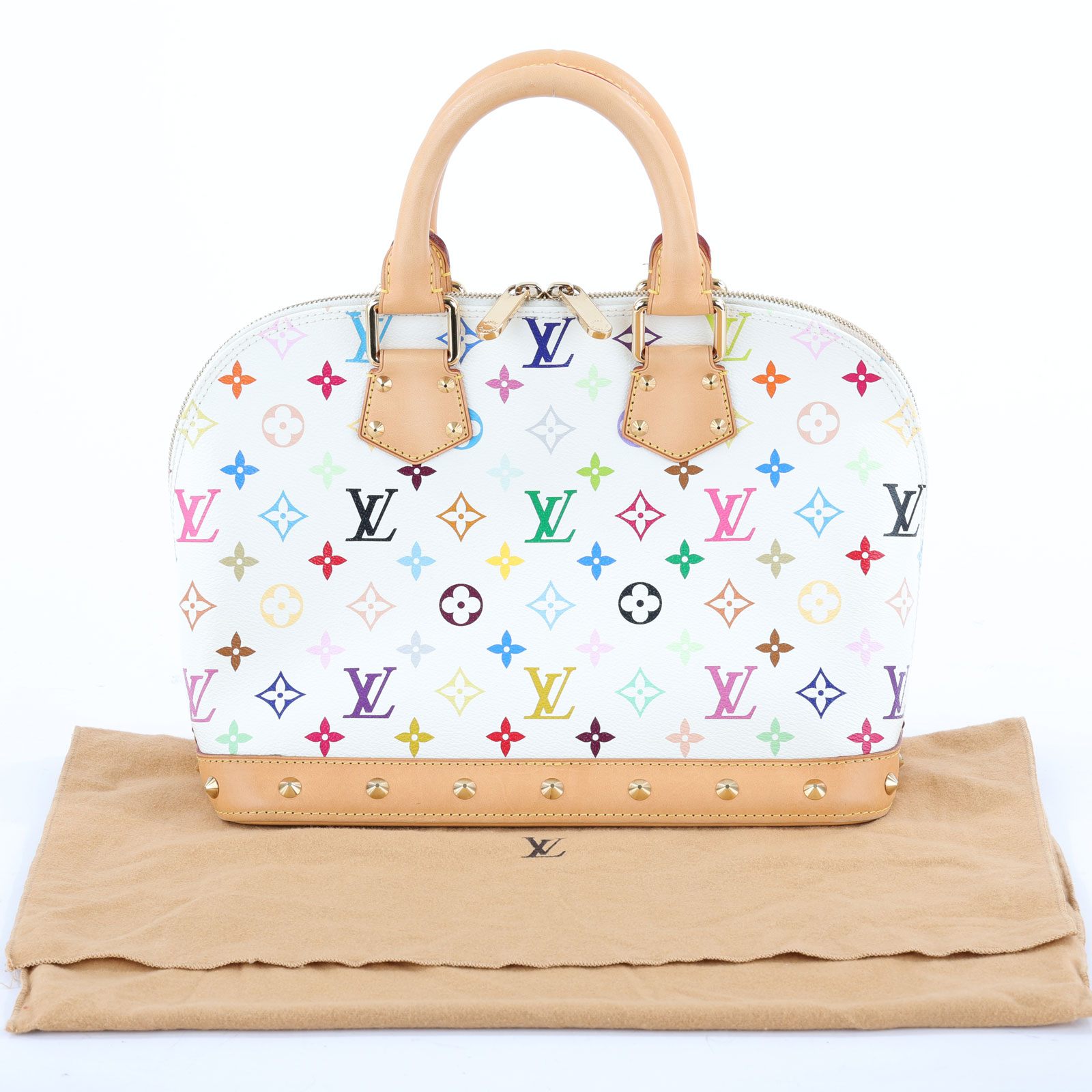 路易威登 LOUIS VUITTON Alma PM 村上隆 斜背 貝殼包  M92647 ☆村上隆MULTICOLORE 白彩ALM 防塵袋