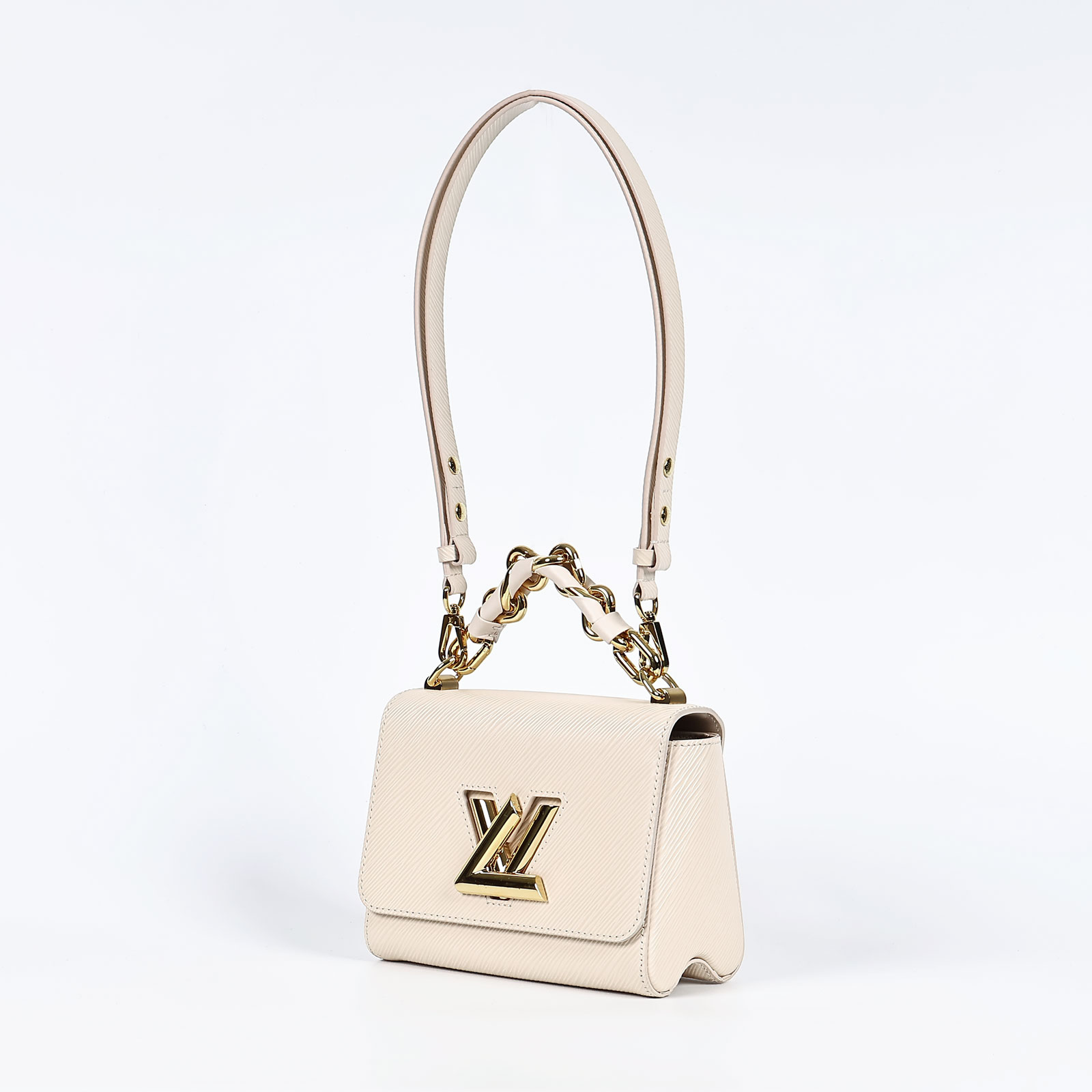 路易威登 LOUIS VUITTON Twist PM Epi粒面皮革 單肩包 M22373 晶片款 米白Twist PM 原廠盒子/防塵袋/鏡子