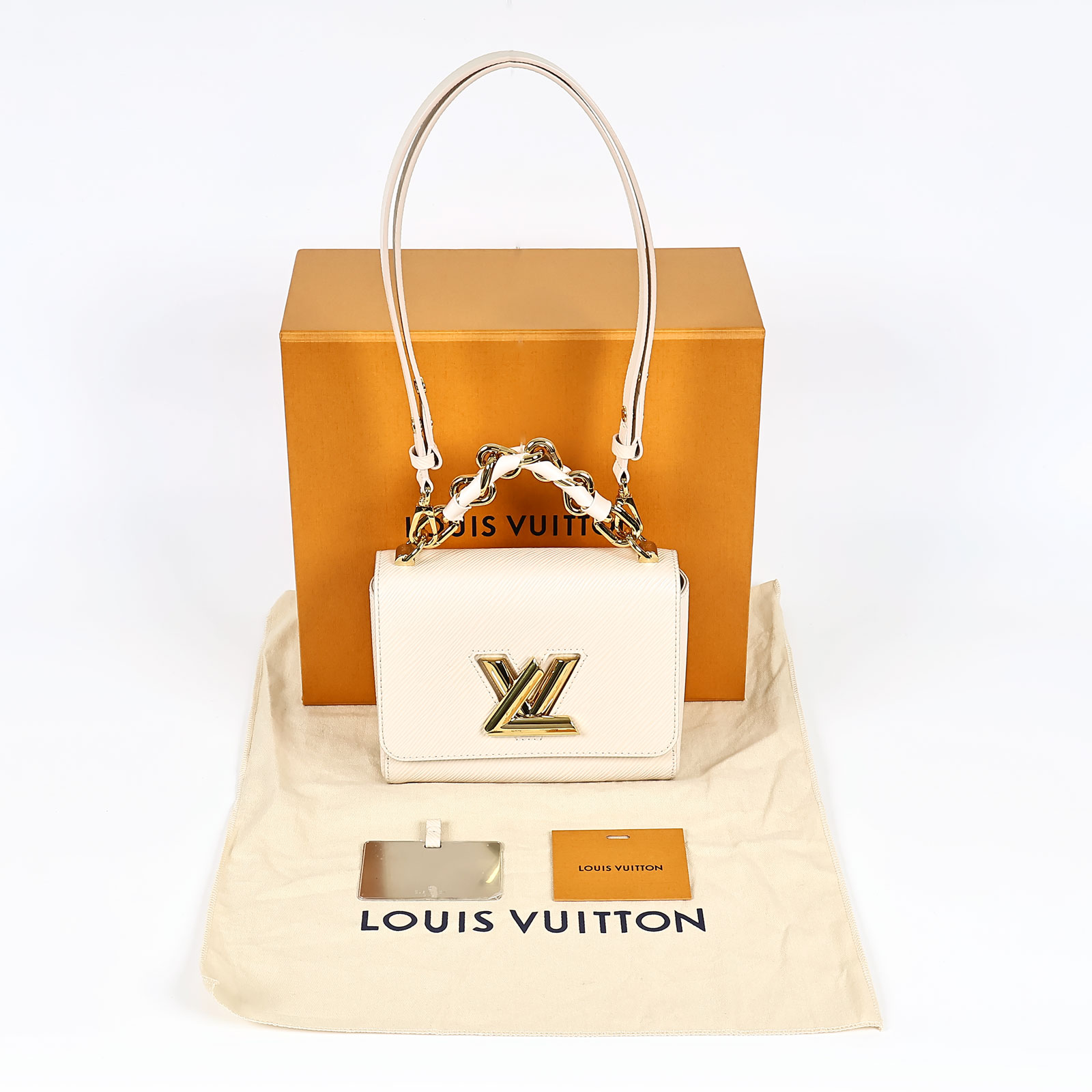 路易威登 LOUIS VUITTON Twist PM Epi粒面皮革 單肩包 M22373 晶片款 米白Twist PM 原廠盒子/防塵袋/鏡子