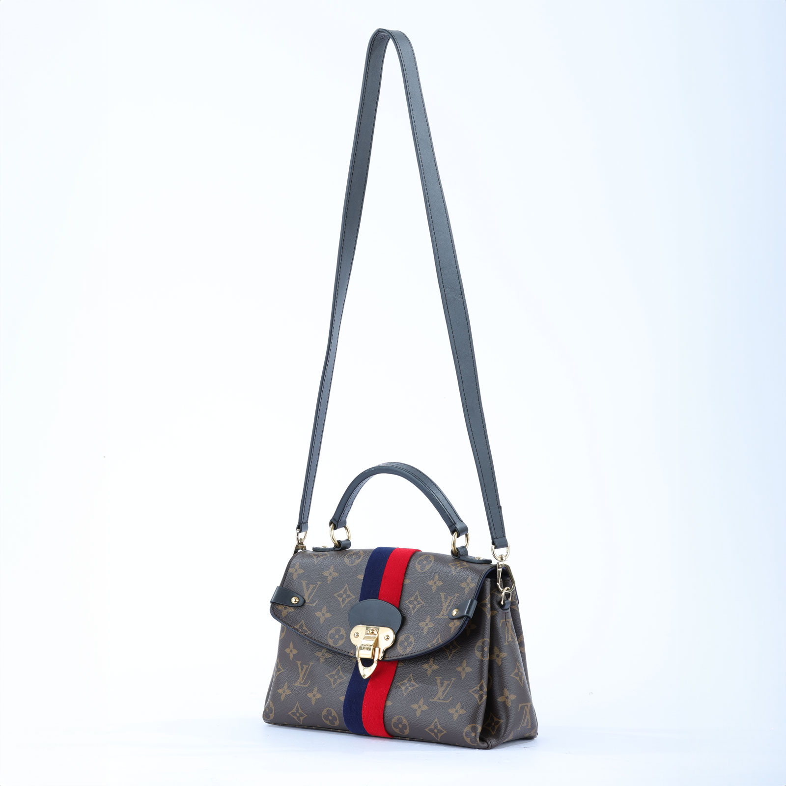 路易威登 LOUIS VUITTON Georges BB 手提包 M43867 晶片款 棕色原花藍紅 Georges BB 2WAY 原廠盒子