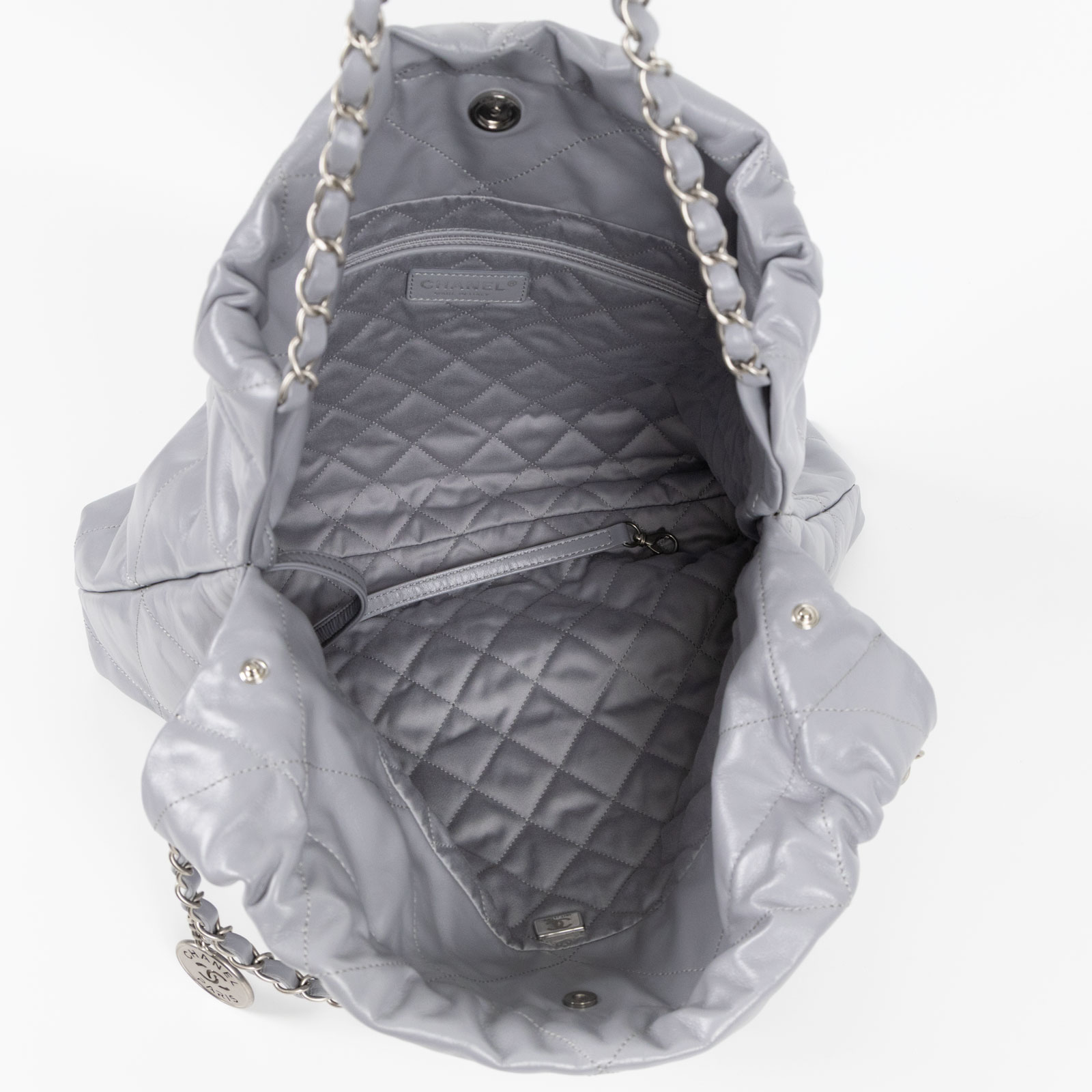 香奈兒 CHANEL 22 中型 束口包 AS3261 晶片款 灰CHANEL22 包 中號 內袋