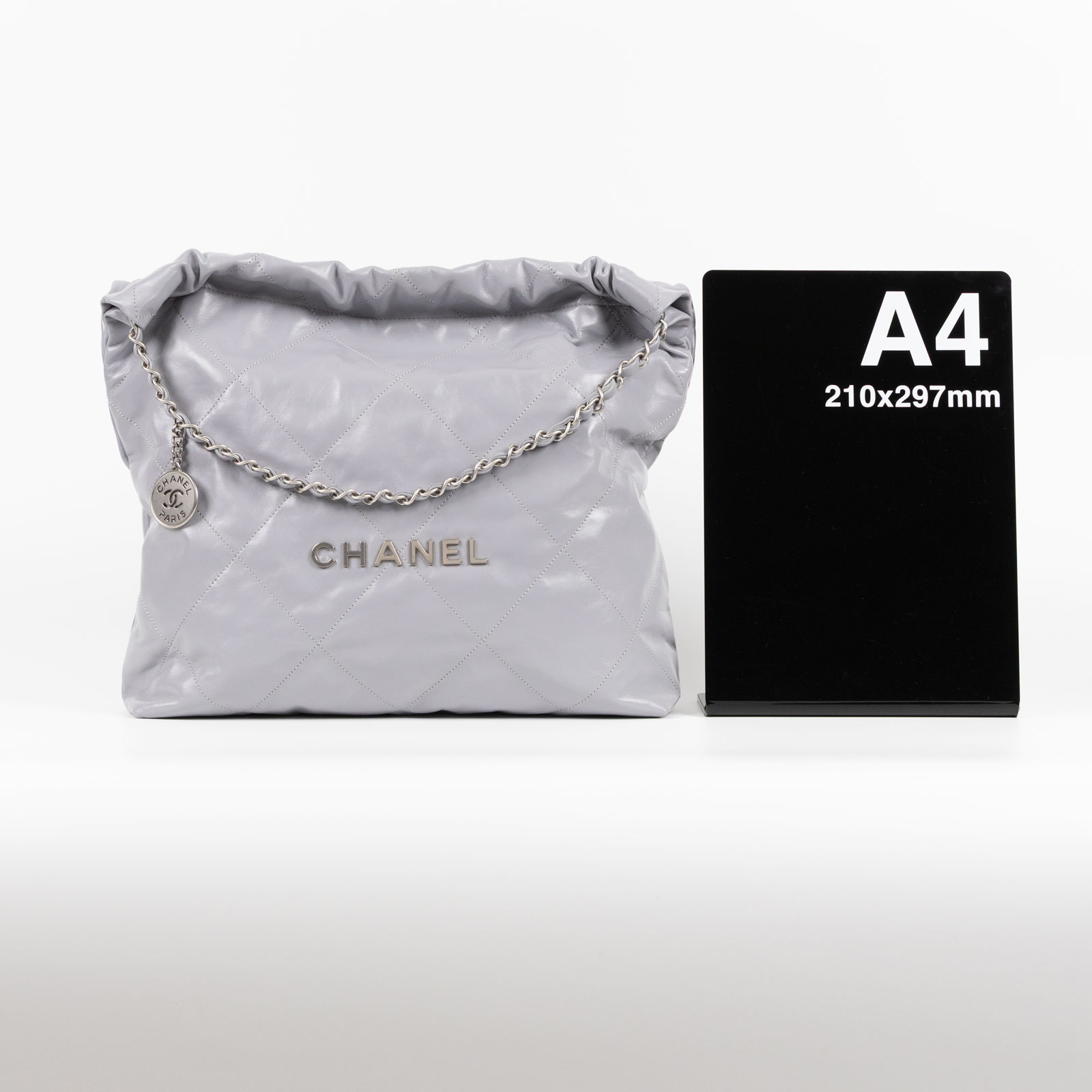香奈兒 CHANEL 22 中型 束口包 AS3261 晶片款 灰CHANEL22 包 中號 內袋