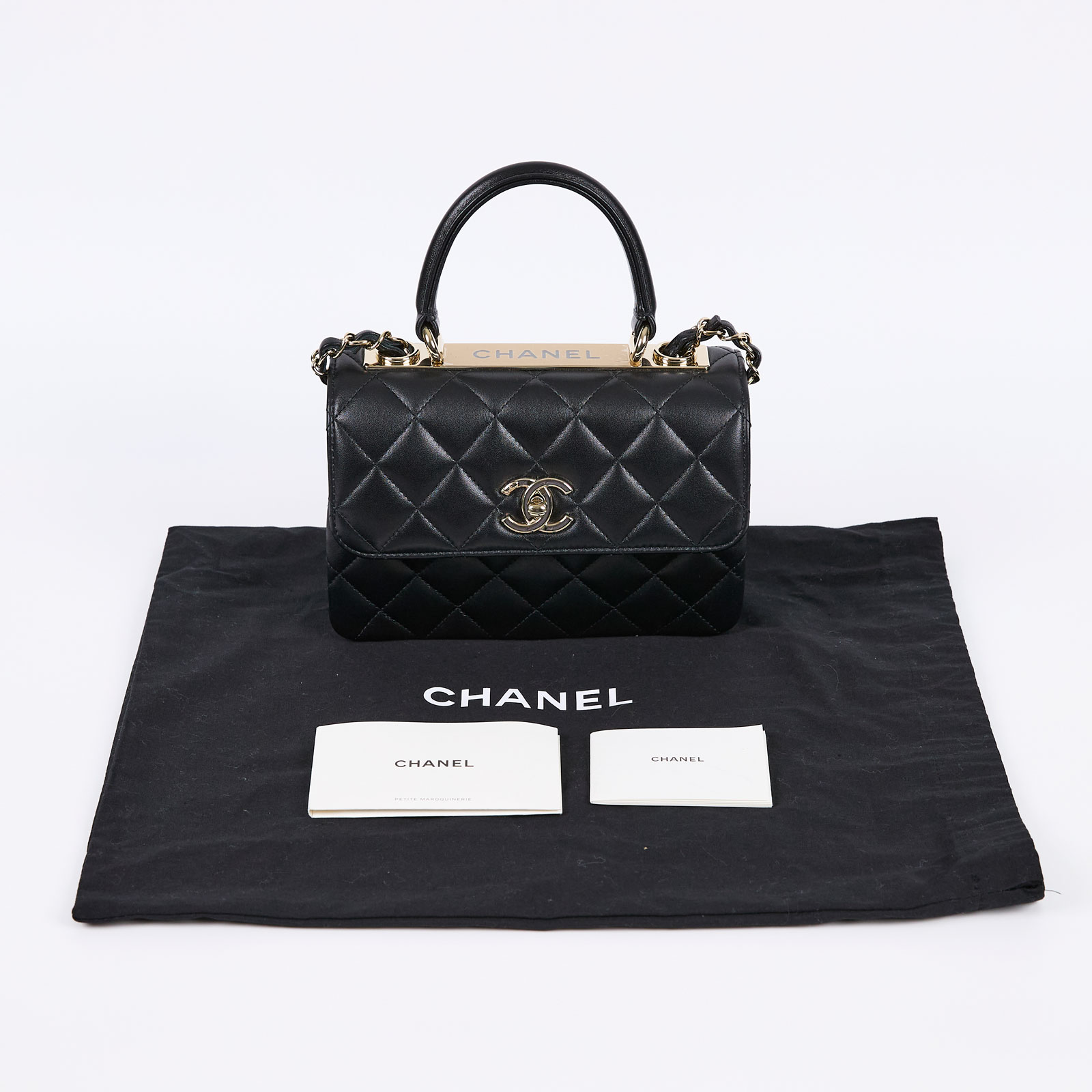 香奈兒 CHANEL Trendy CC 迷你 手把 口蓋包 AS4654 晶片款 黑羊TRENDY CC MINI 防塵袋