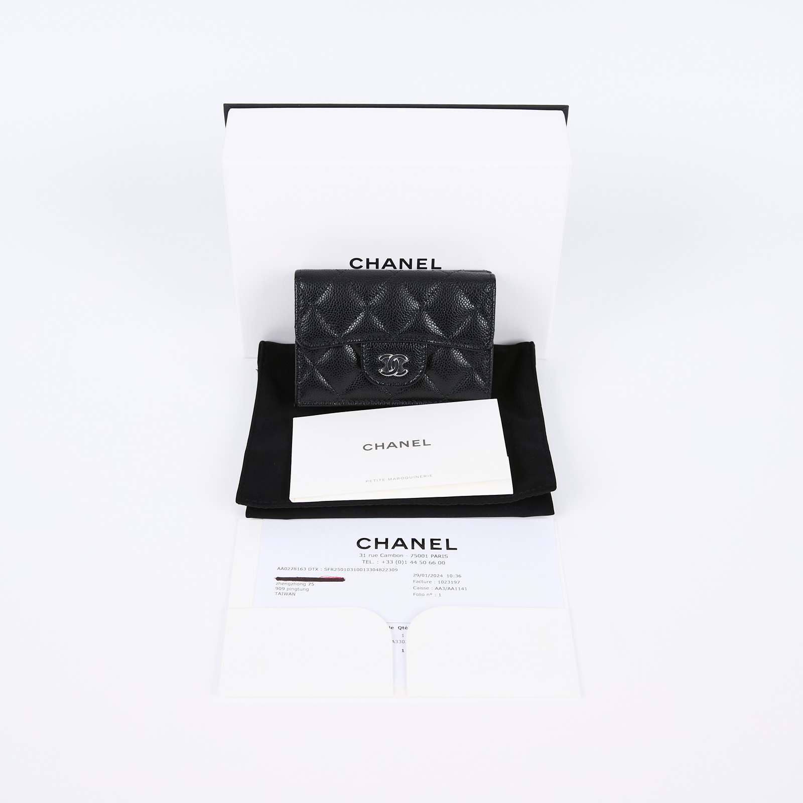 香奈兒 CHANEL 荔枝皮 短夾 晶片款 皮夾 錢包 小皮件 AP0230 黑荔枝短夾 原廠盒子/防塵袋/購買證明