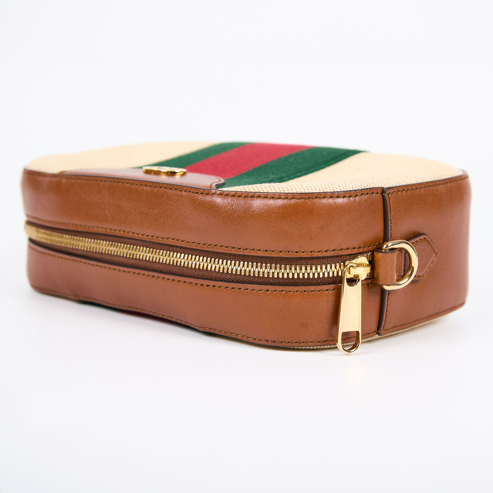 古馳 GUCCI Towards Summer Vintage 帆布肩背包 575073 咖啡帆布相機包 防塵袋/購買證明