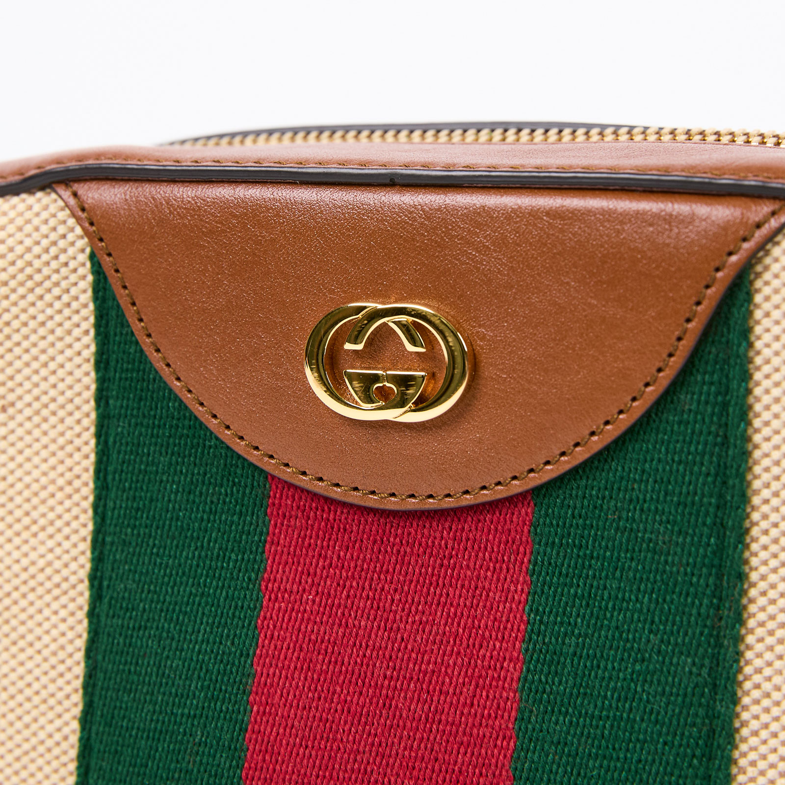 古馳 GUCCI Towards Summer Vintage 帆布肩背包 575073 咖啡帆布相機包 防塵袋/購買證明