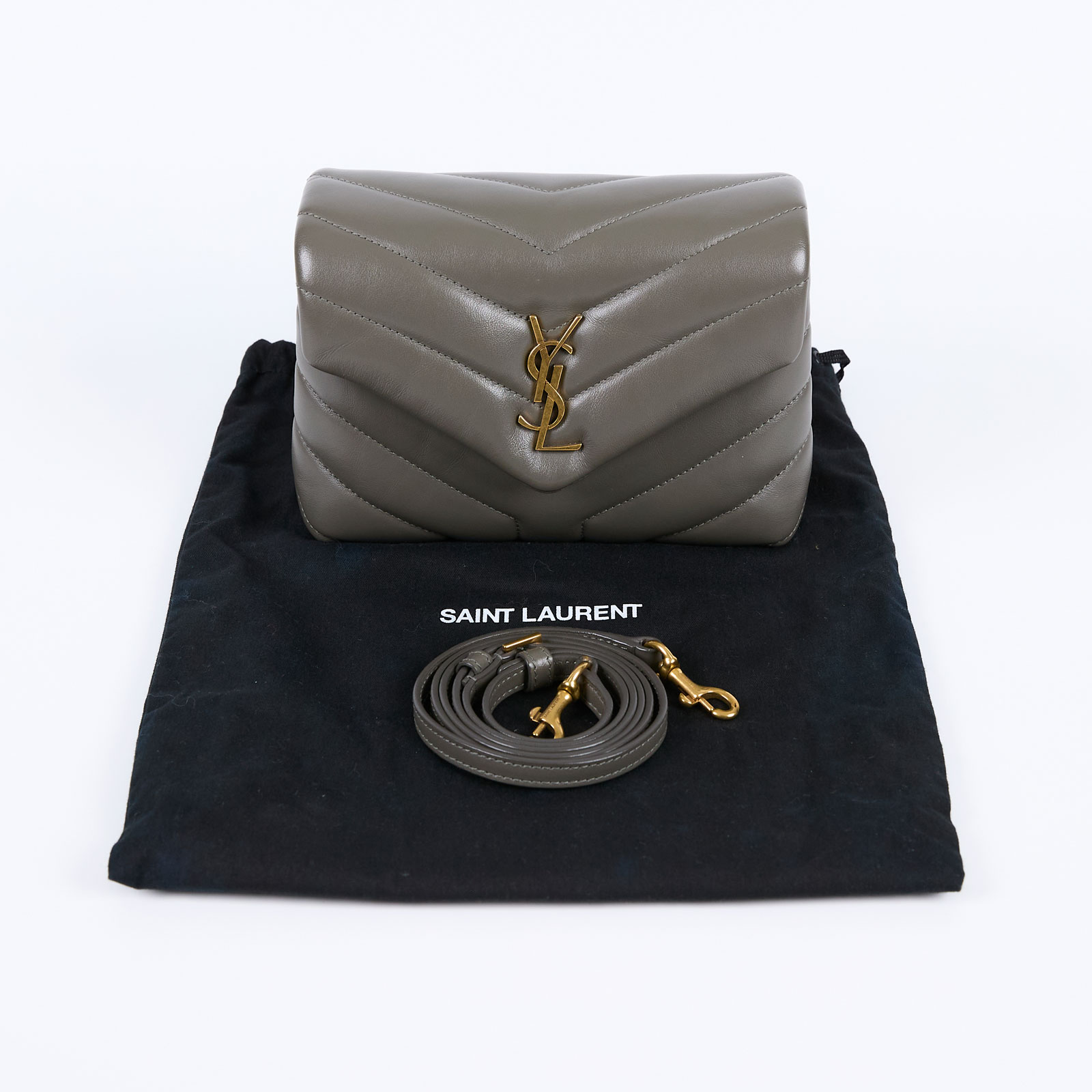 聖羅蘭 YSL SAINT LAURENT Loulou 絎縫 皮革 TOY 手袋 678401DV706 灰綠LOU LOU TOY 防塵袋