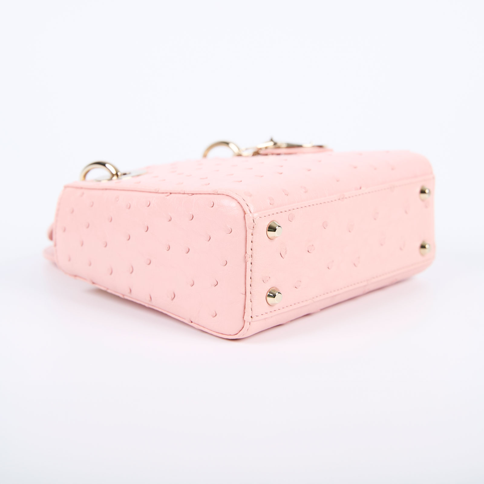 迪奧 CHRISTIAN DIOR Lady Dior 迷你 手提 肩背包 M0505OOCC 粉色鴕鳥皮MINI LADY DIOR 保證卡/防塵袋/購買證明