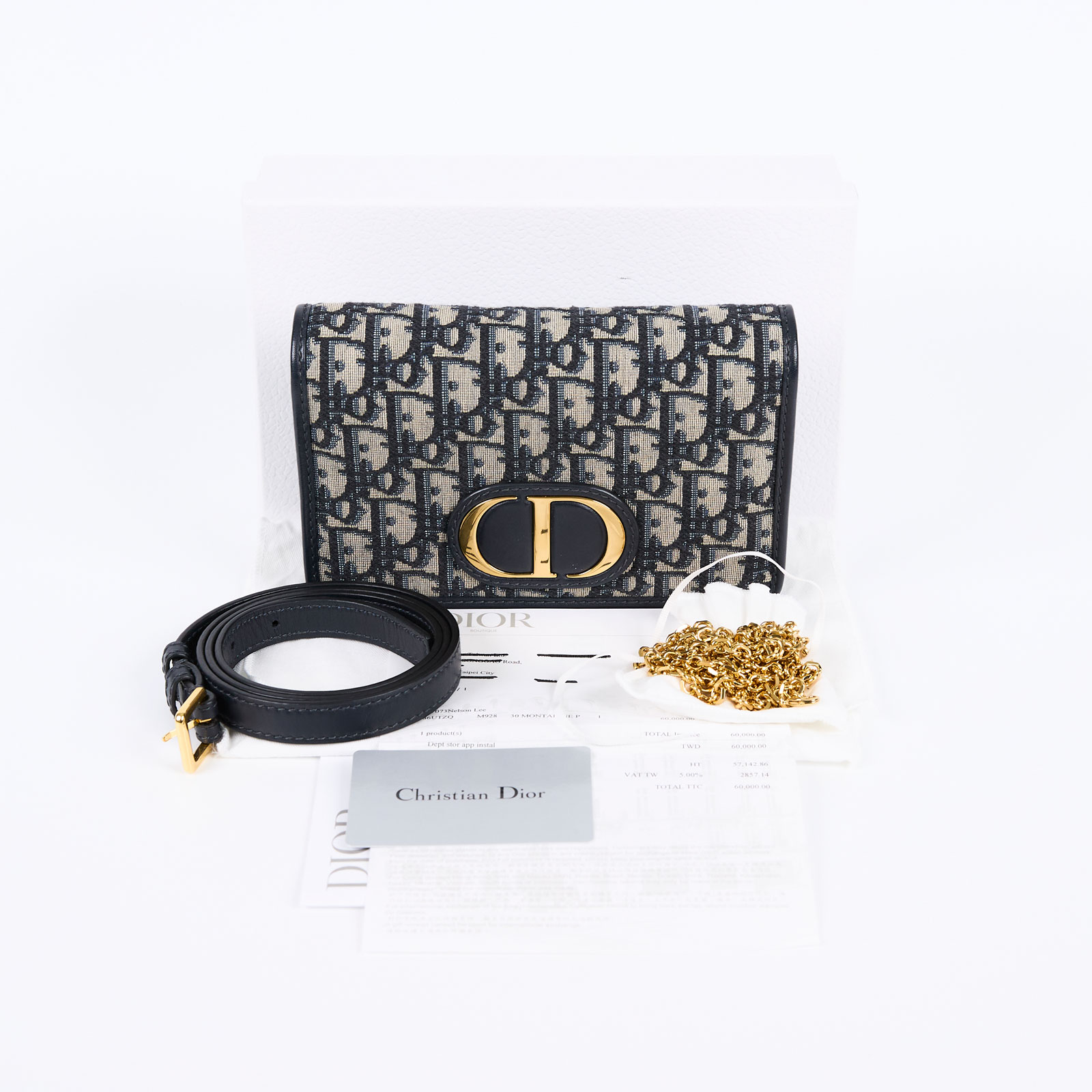 迪奧 CHRISTIAN DIOR Lady Dior My 帆布 鍊條 肩背 手拿包 S2086UTZQ 原花蒙田30兩用WOC 原廠盒子/防塵袋/購買證明