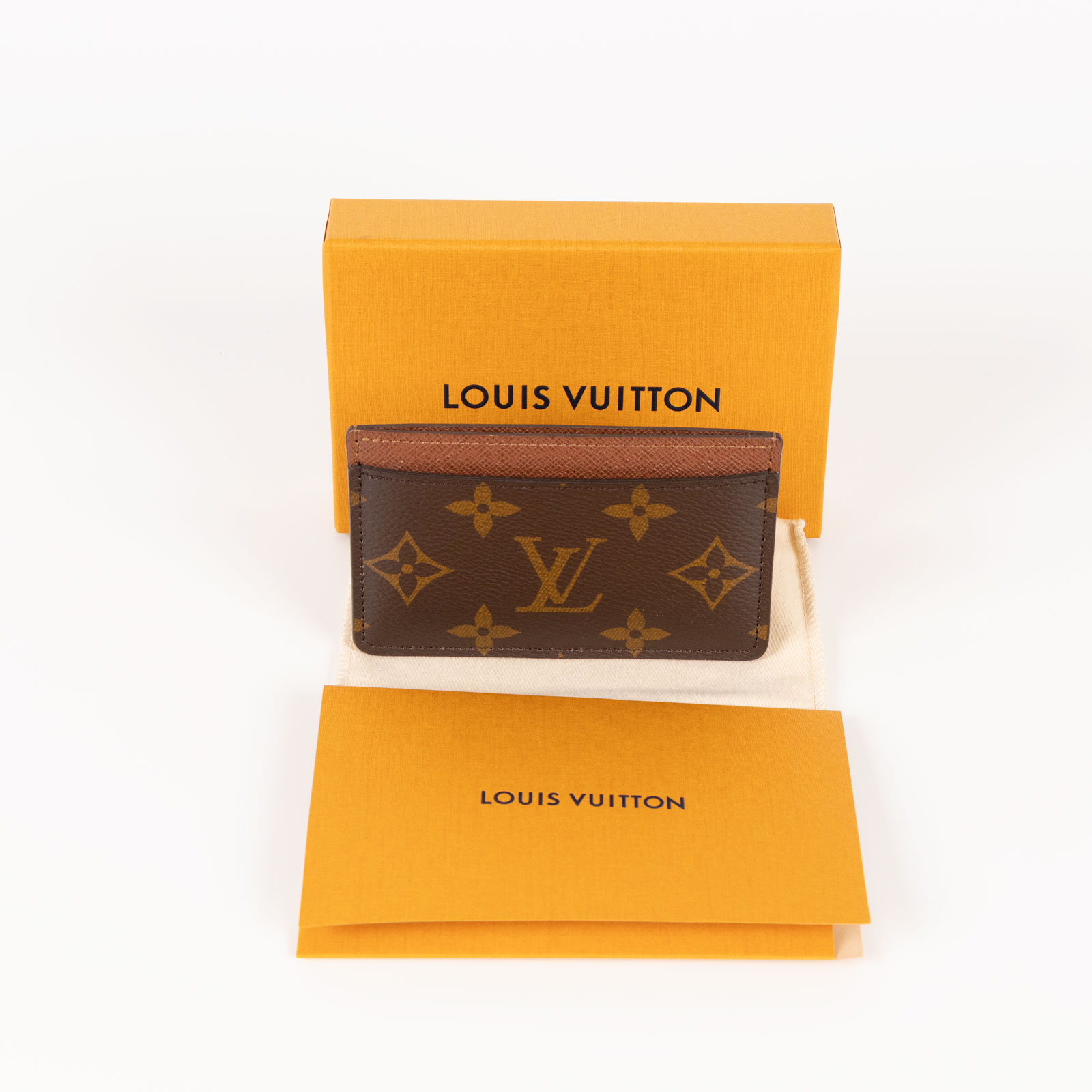 路易威登 LOUIS VUITTON 卡片套 卡夾 Monogram塗層帆布 雅馬邑色 M61733 晶片款 原花雙色深咖卡夾 防塵袋/原廠盒子/購買證明