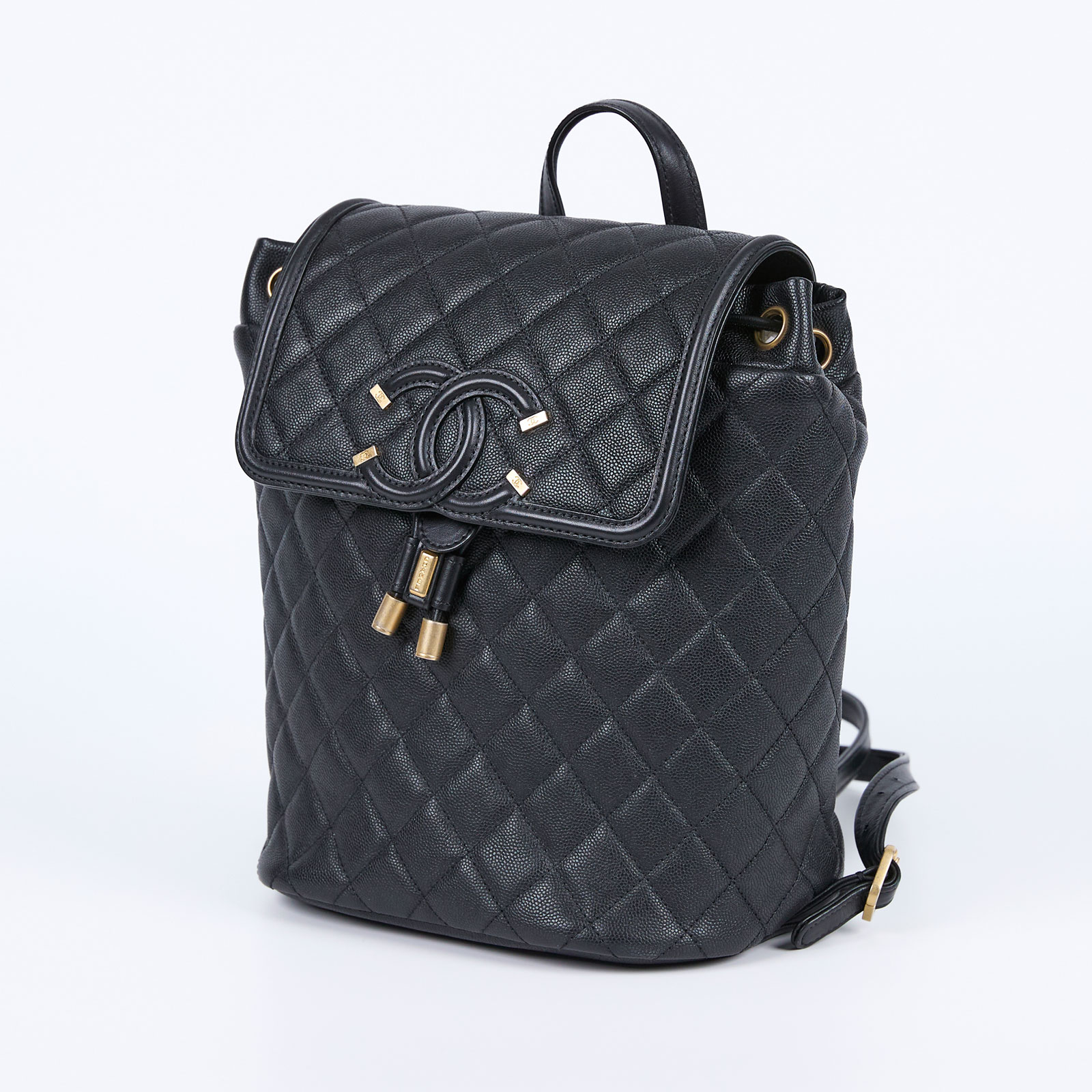 香奈兒 CHANEL Filigree Matelasse 背包  25開黑荔枝FILIGREE後背包 原廠盒子/防塵袋/保證卡