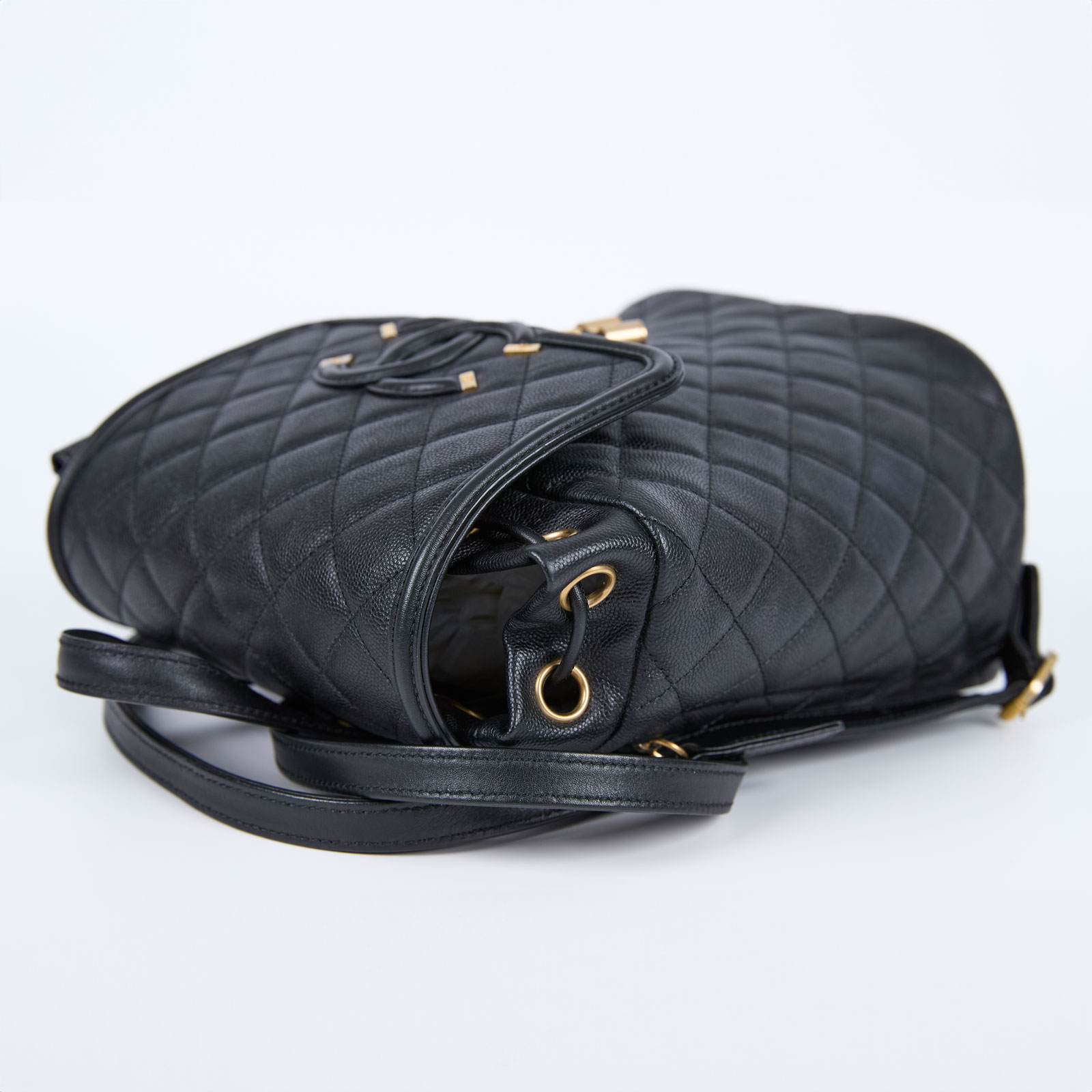 香奈兒 CHANEL Filigree Matelasse 背包  25開黑荔枝FILIGREE後背包 原廠盒子/防塵袋/保證卡
