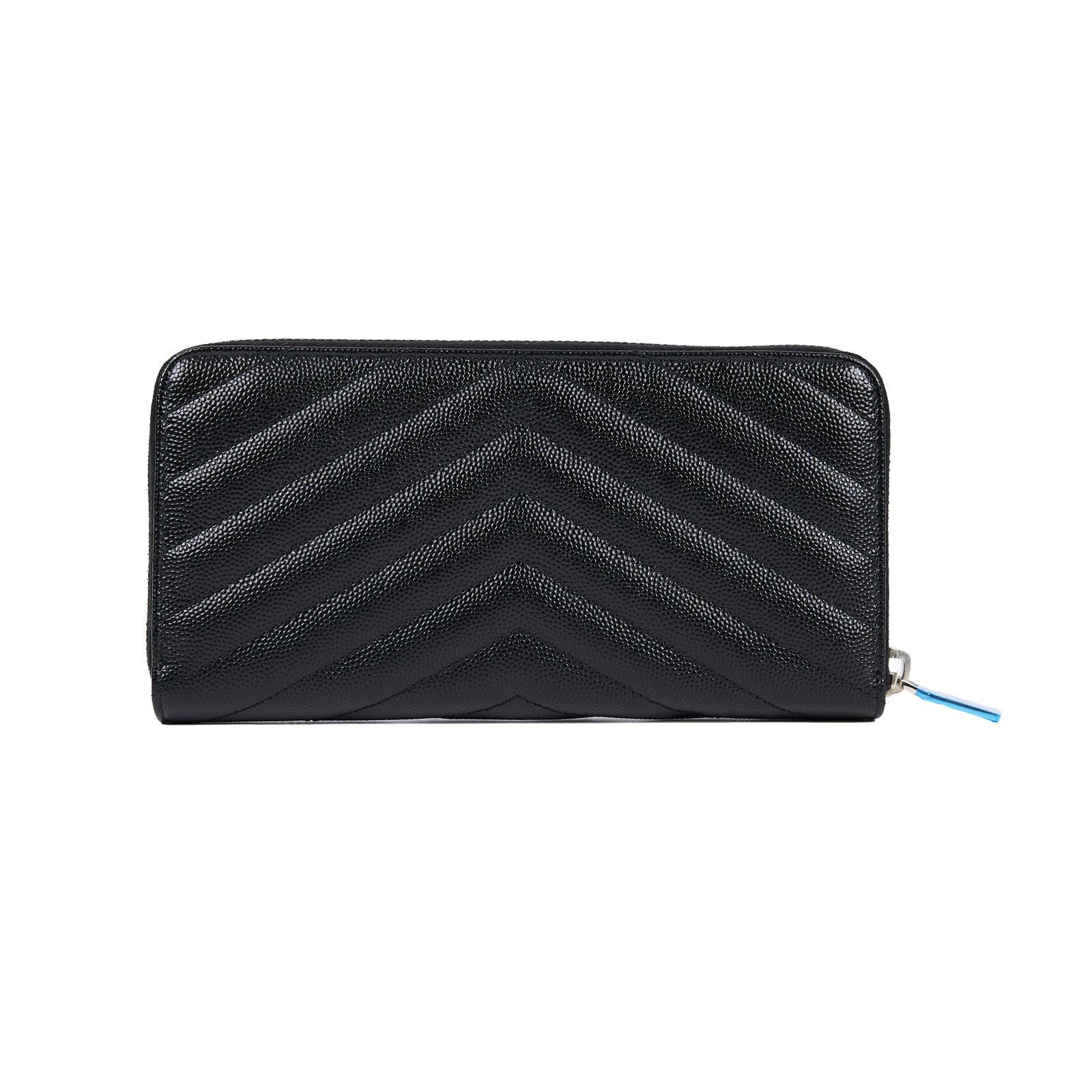 聖羅蘭 YSL SAINT LAURENT 山形紋 錢包 長夾 358094BOW01 黑銀魚子醬拉鍊長夾 原廠盒子/防塵袋