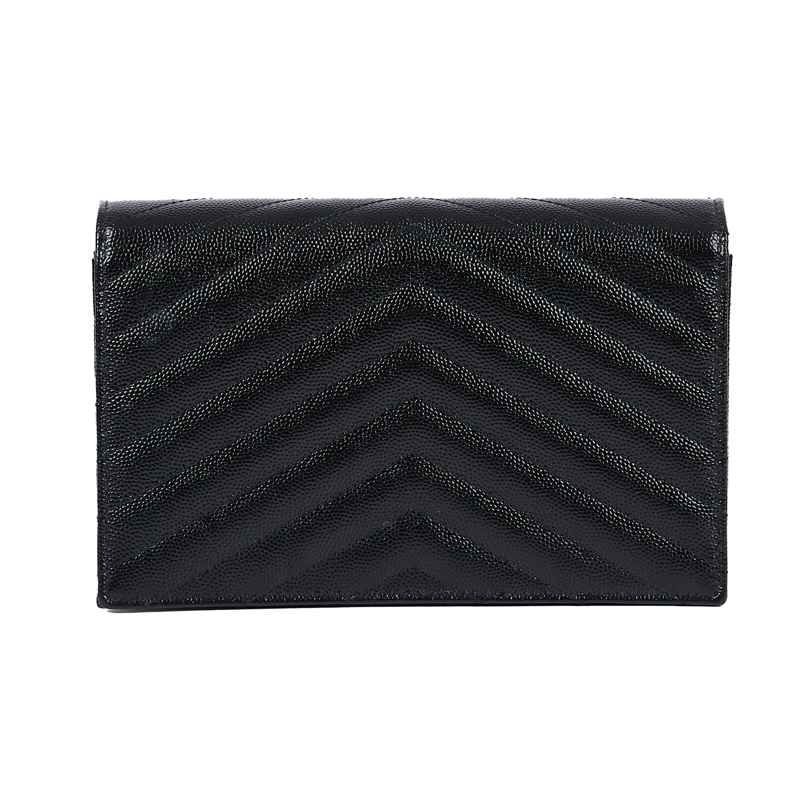 聖羅蘭 YSL SAINT LAURENT 山形紋 鏈袋 信封包 393953BOW01 黑金魚子醬WOC 無附屬品