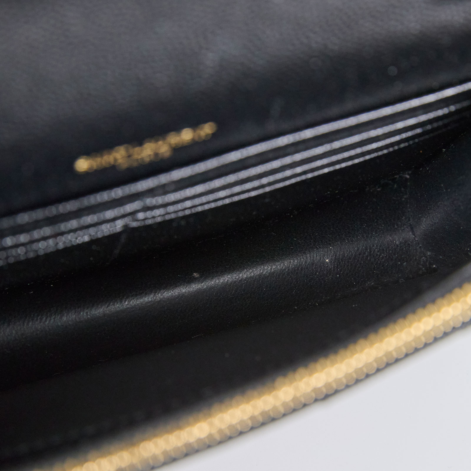 聖羅蘭 YSL SAINT LAURENT 山形紋 鏈袋 信封包 393953BOW01 黑金魚子醬WOC 無附屬品