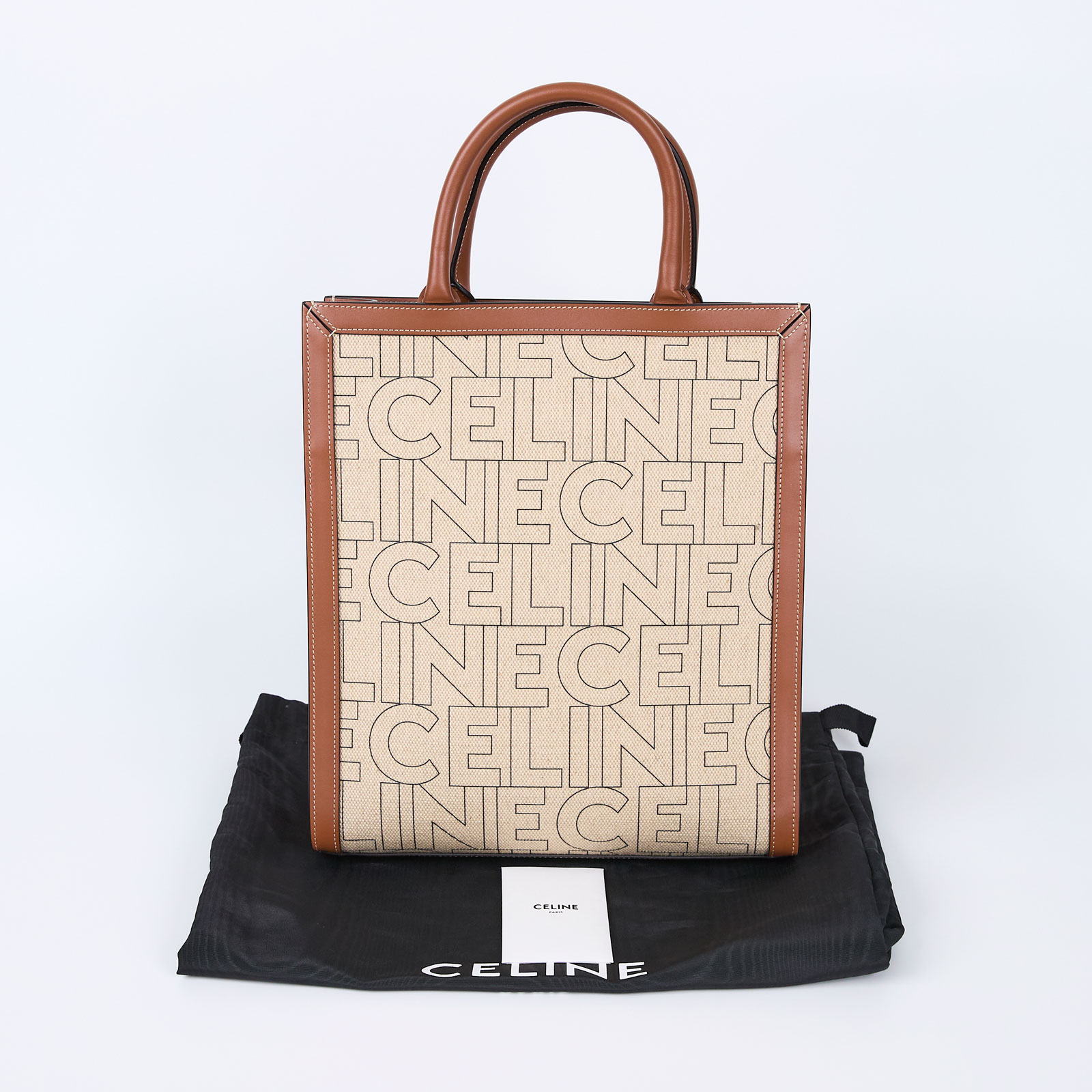 思琳 CELINE 小型 直式 肩背 手提包 192082ERN 棕帆布VERTICAL SMALL 防塵袋
