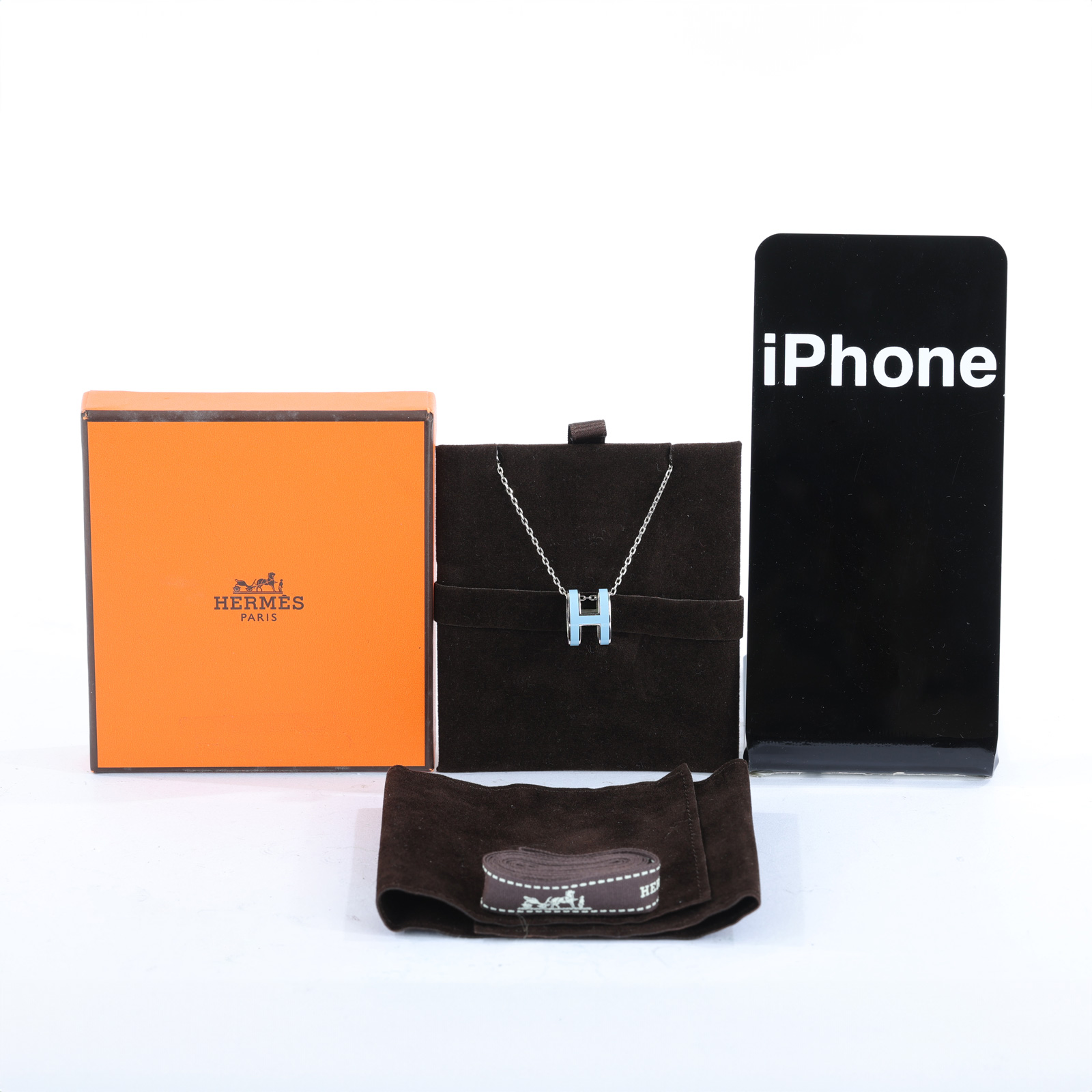 愛馬仕 Hermès Pop H 墜飾 POPHP  藍POP H項鍊 原廠盒子