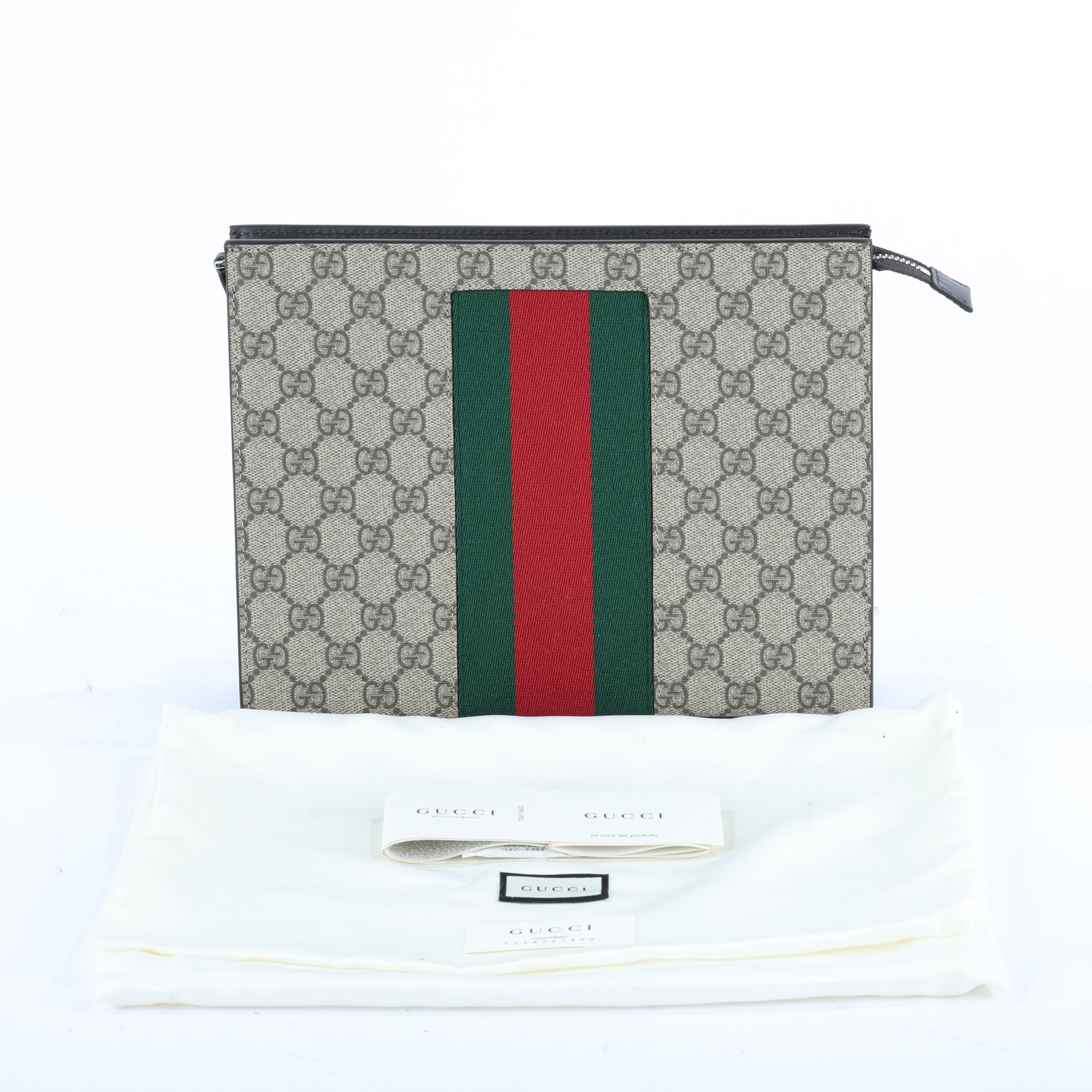 古馳 GUCCI GG 手拿包 475316 棕GG手拿包 防塵袋
