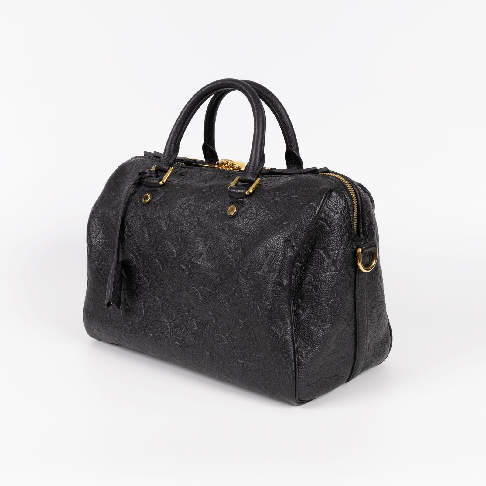 路易威登 LOUIS VUITTON Speedy Bandoulière 30 波士頓包 壓紋皮革 黑色 M41028  購買證明/鎖組