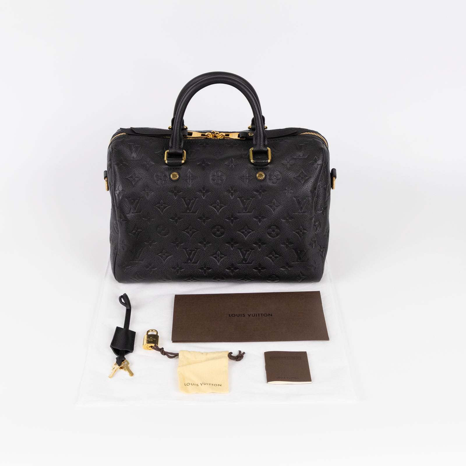 路易威登 LOUIS VUITTON Speedy Bandoulière 30 波士頓包 壓紋皮革 黑色 M41028  購買證明/鎖組