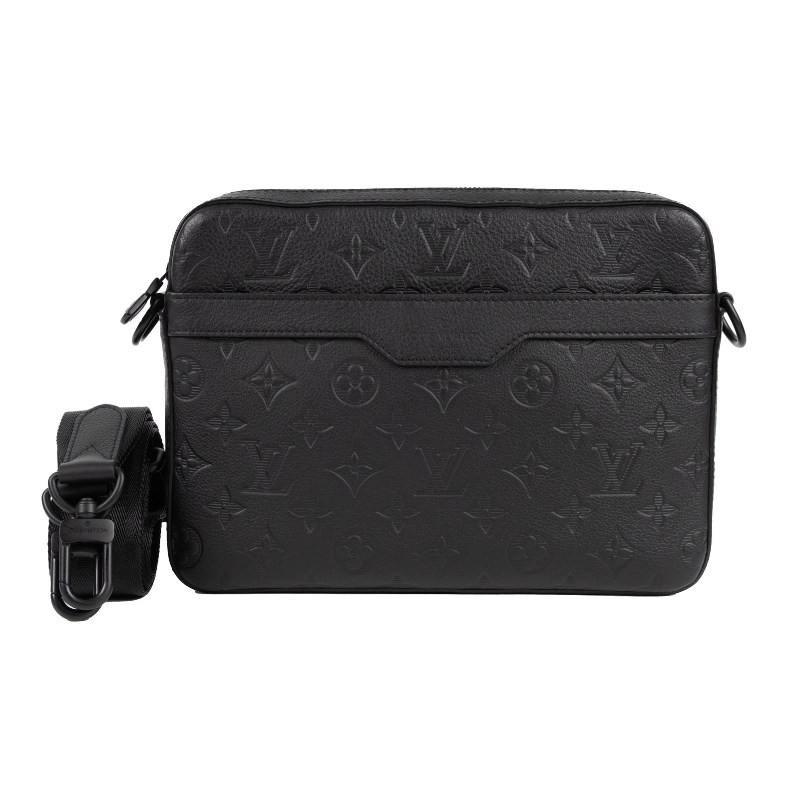 路易威登 LOUIS VUITTON Trio 肩背 郵差包 M46602 晶片款 黑原花壓紋牛皮TRIO三合一 原廠盒子/防塵袋/購買證明