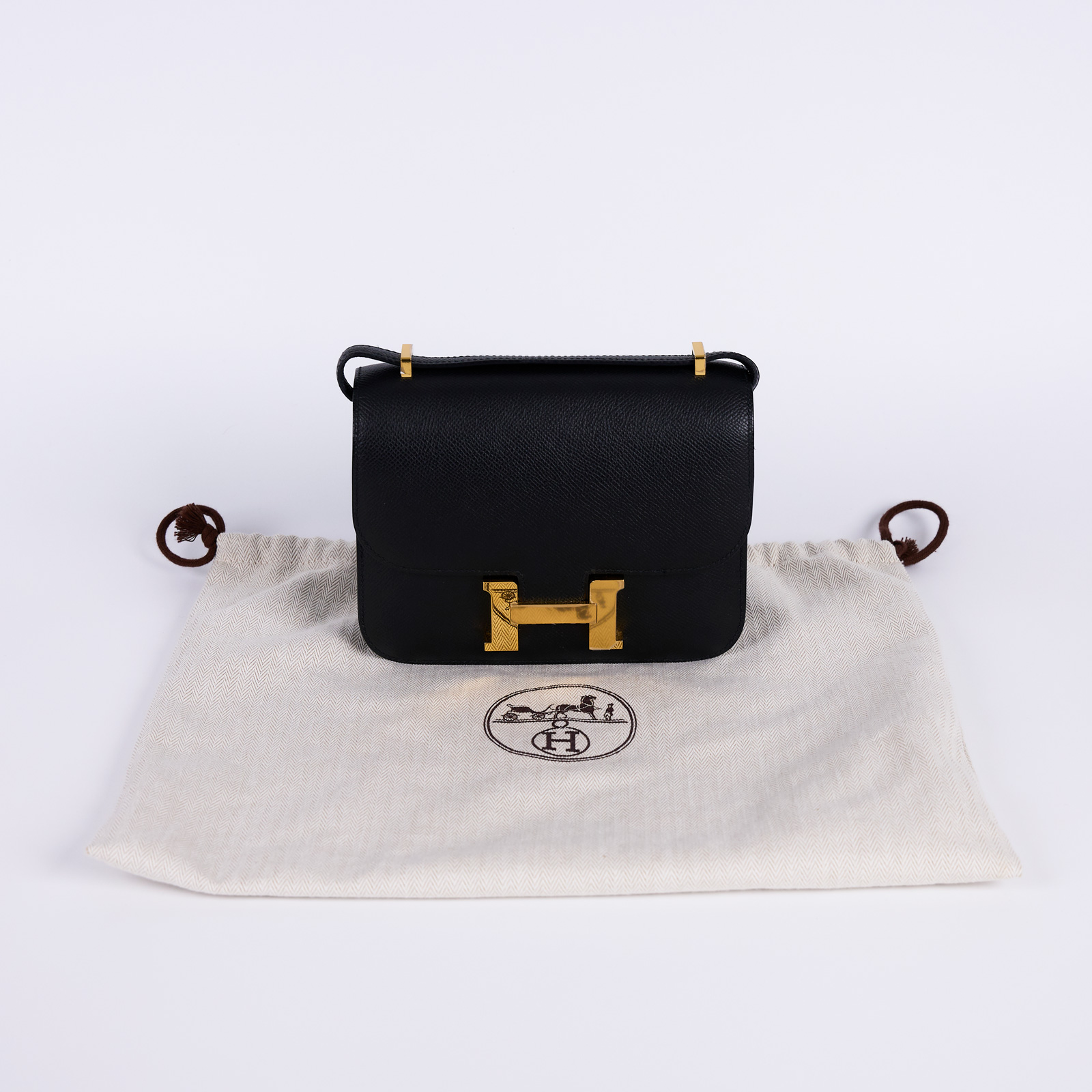 愛馬仕 Hermès Constance Bag 康康包 MIni 18 CN18 Y刻 黑金CONSTANCE MINI 防塵袋