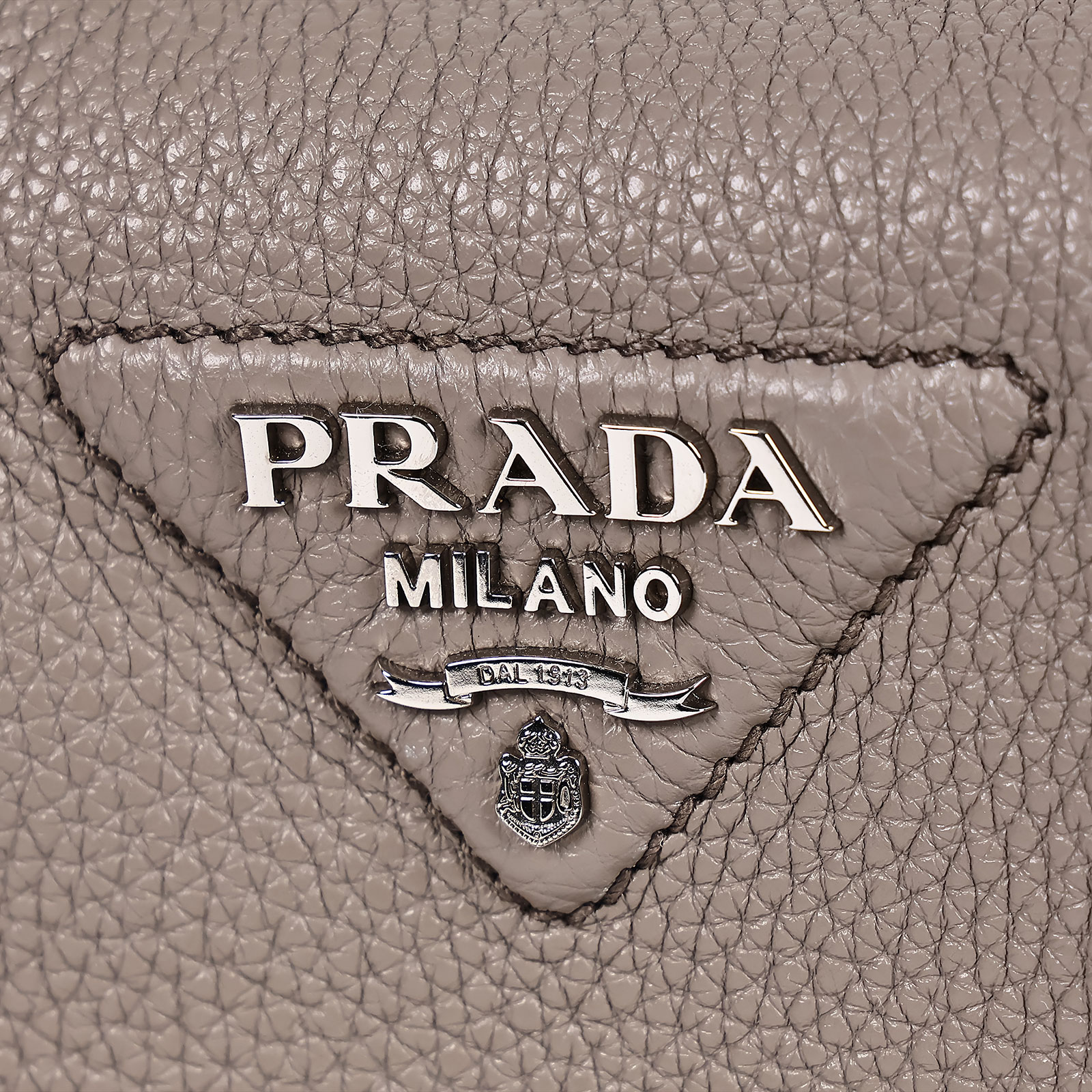 普拉達 PRADA 皮革手袋 小型 1BC145_2DKV 灰真皮2WAY 防塵袋/背帶