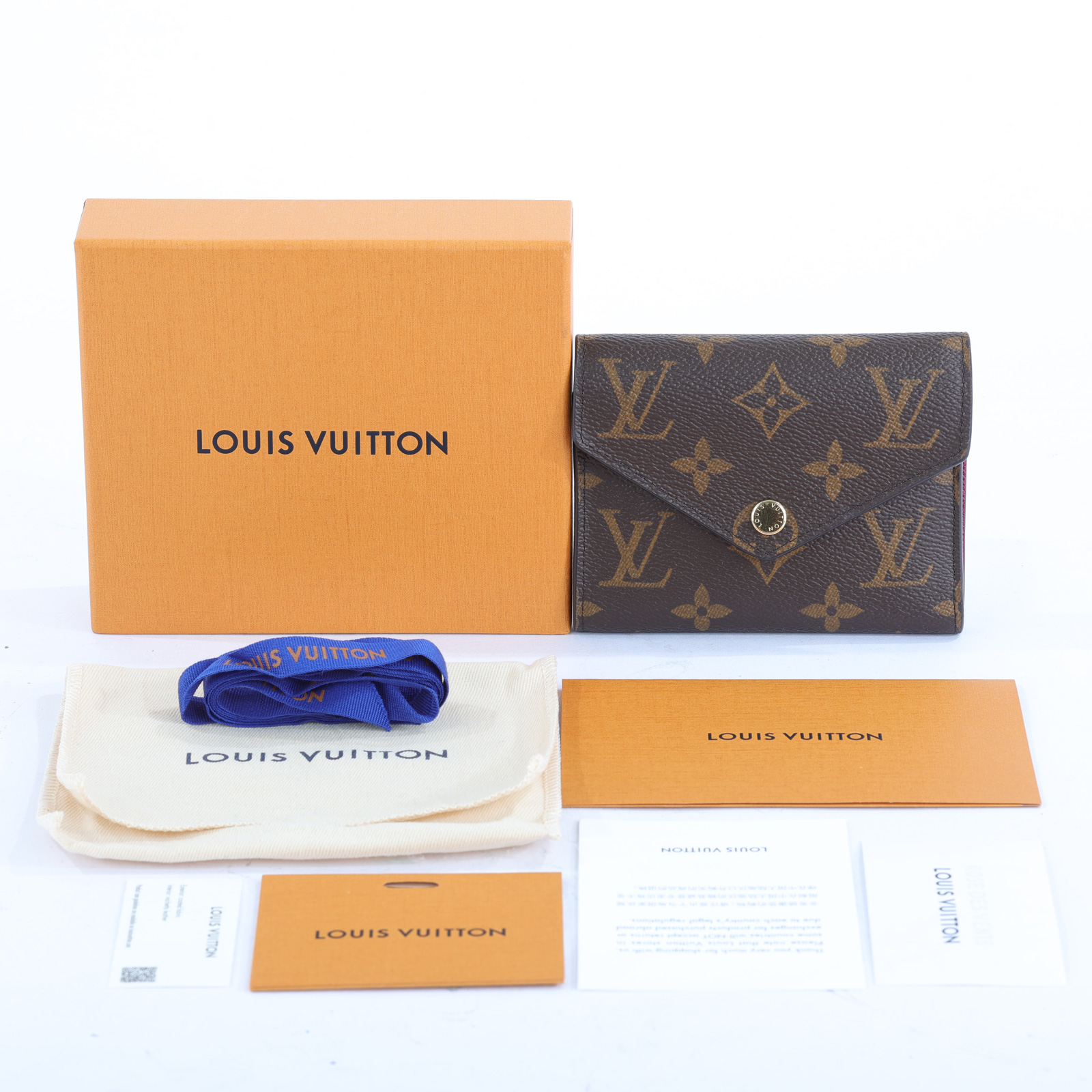 路易威登 LOUIS VUITTON Victorine 錢包 塗層帆布 紫紅色 M41938 晶片款 原花紫紅VICTORINE三折短夾 原廠盒子/防塵袋