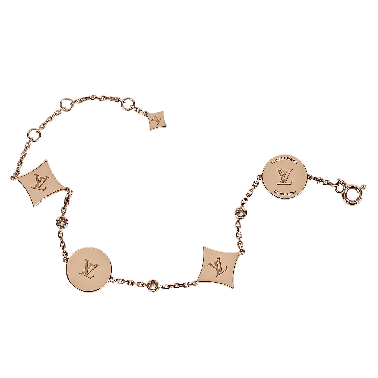 路易威登 LOUIS VUITTON Color Blossom BB Multi-Motif 玫瑰K金配白色珍珠母貝及鑽石手鏈 Q95596  原廠盒子/防塵袋/保證卡