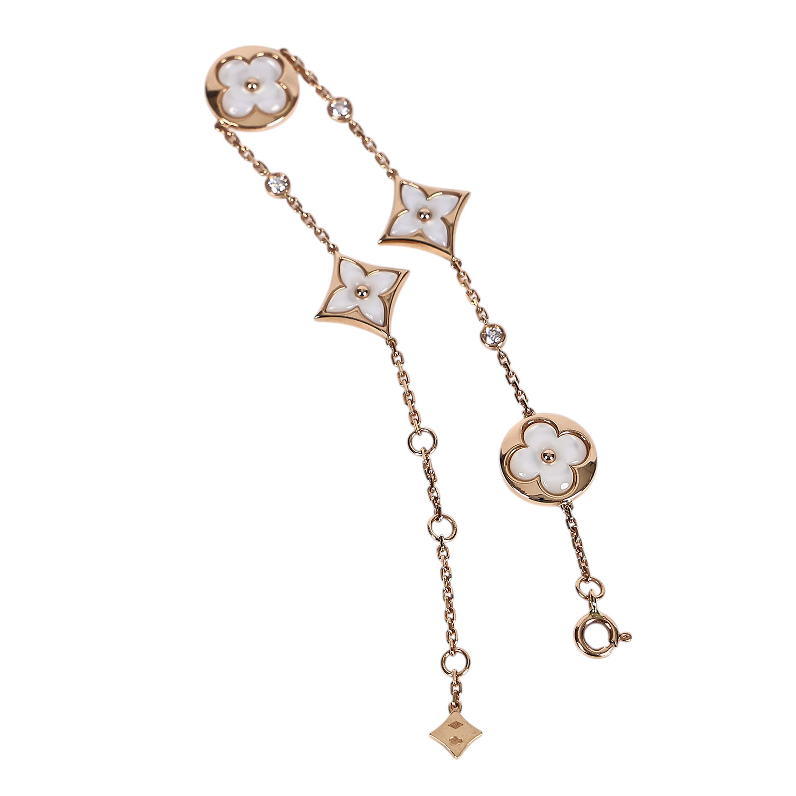 路易威登 LOUIS VUITTON Color Blossom BB Multi-Motif 玫瑰K金配白色珍珠母貝及鑽石手鏈 Q95596  原廠盒子/防塵袋/保證卡