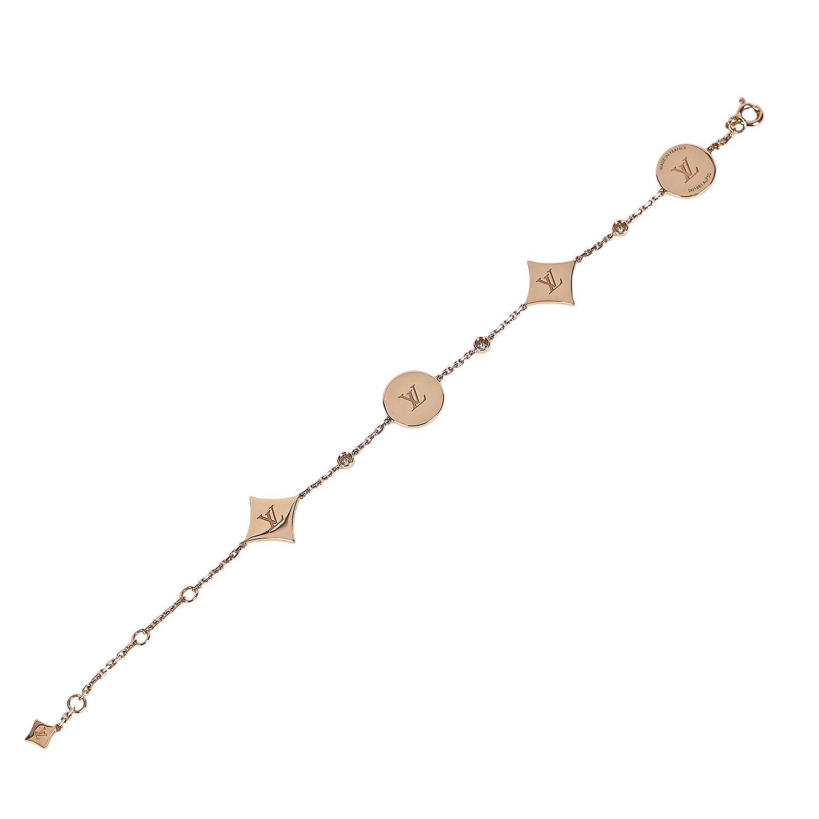 路易威登 LOUIS VUITTON Color Blossom BB Multi-Motif 玫瑰K金配白色珍珠母貝及鑽石手鏈 Q95596  原廠盒子/防塵袋/保證卡