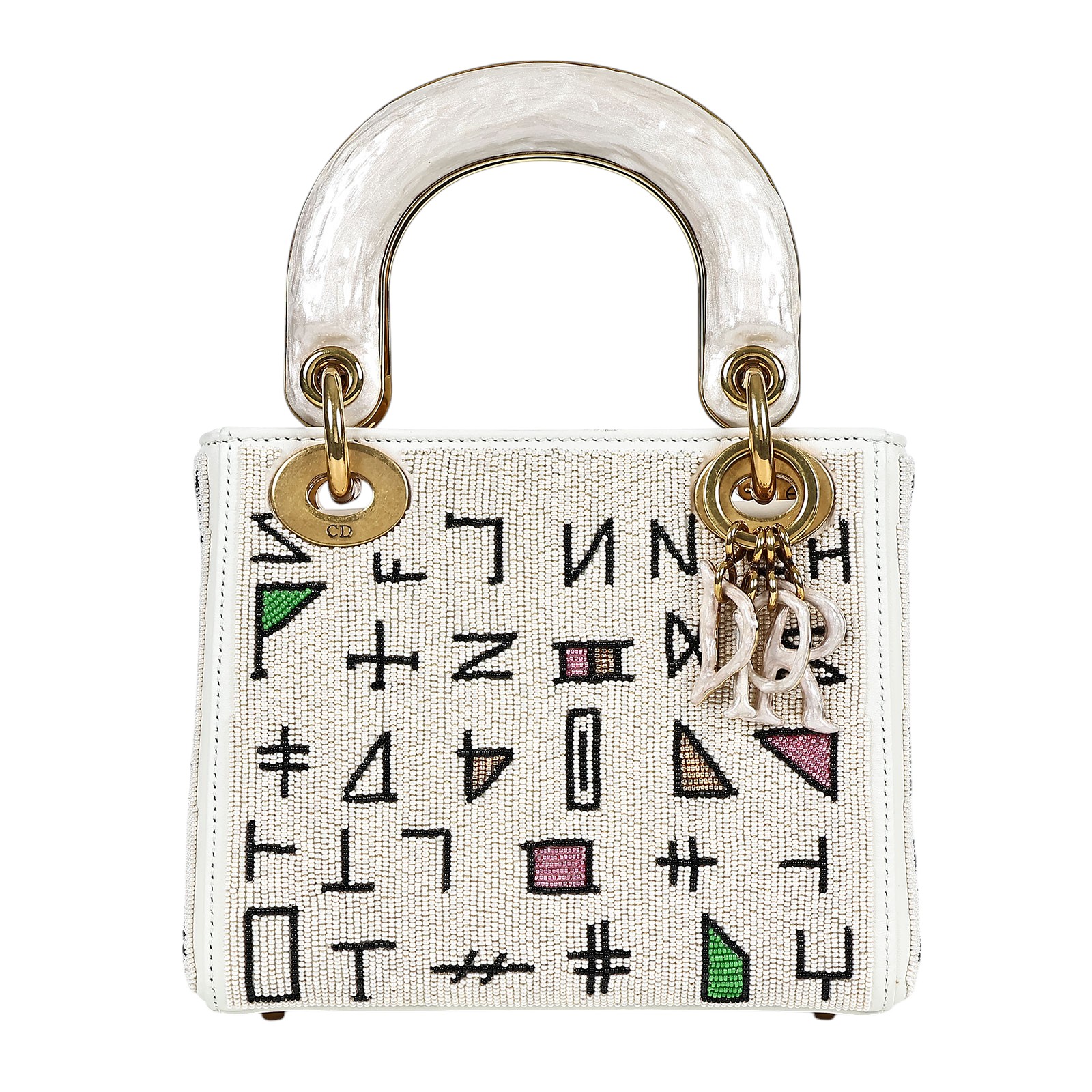 迪奧 CHRISTIAN DIOR Lady Dior 迷你 手提 肩背包 M0505CJJSX 白LADY ART MINI限量款 原廠盒子/保證卡/購買證明