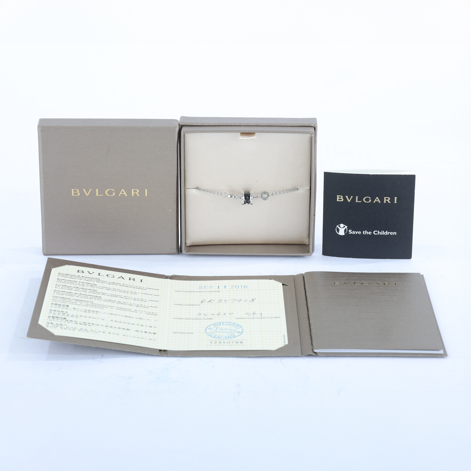 寶格麗 BVLGARI B.zero1 Save the Children 項鏈 349634 黑銀陶瓷Save the Children項鍊 保書