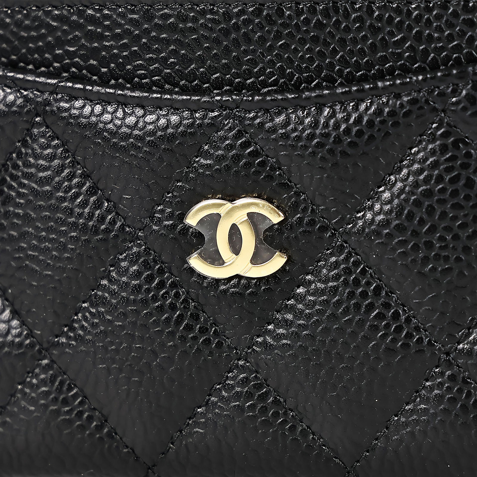 香奈兒 CHANEL CC LOGO 經典卡片夾 AP0213 黑金荔枝卡夾 防塵袋/原廠盒子