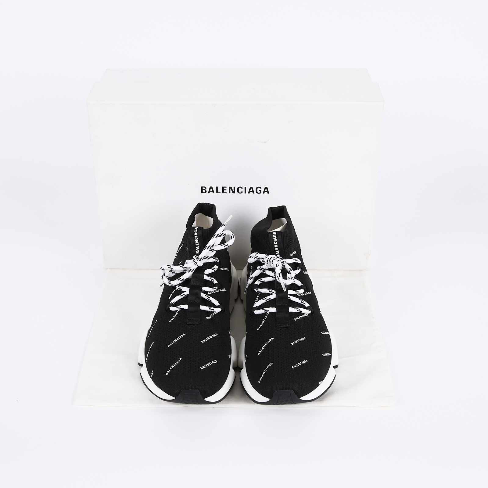 巴黎世家 BALENCIAGA Speed Lace Up 運動鞋  黑LOGO襪套鞋 原廠盒子/防塵袋