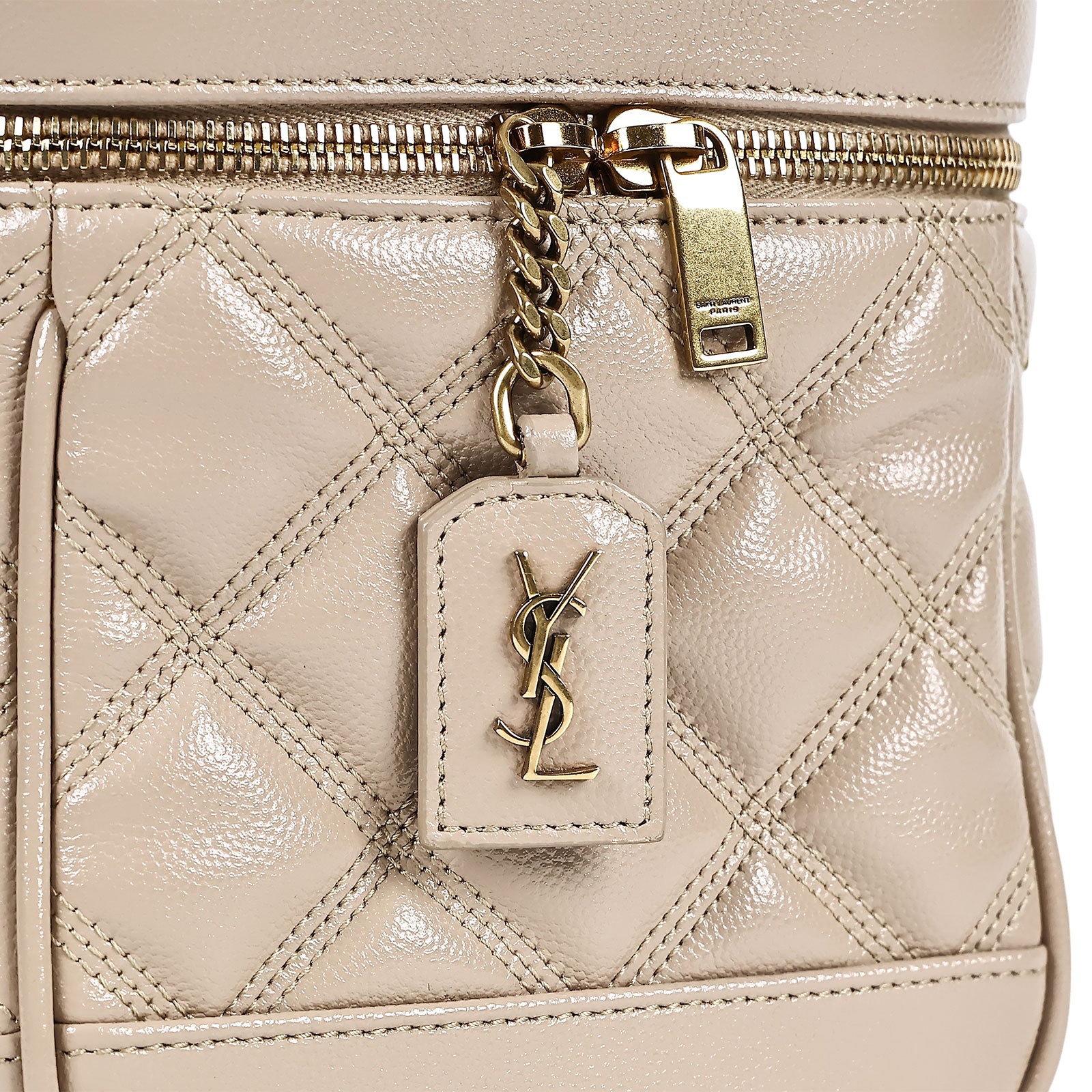聖羅蘭 YSL SAINT LAURENT 粒紋 牛皮 直式 肩背 化妝箱 64977912H17 粉膚金魚子醬VANITY BAG 原廠盒子/防塵袋/購買證明