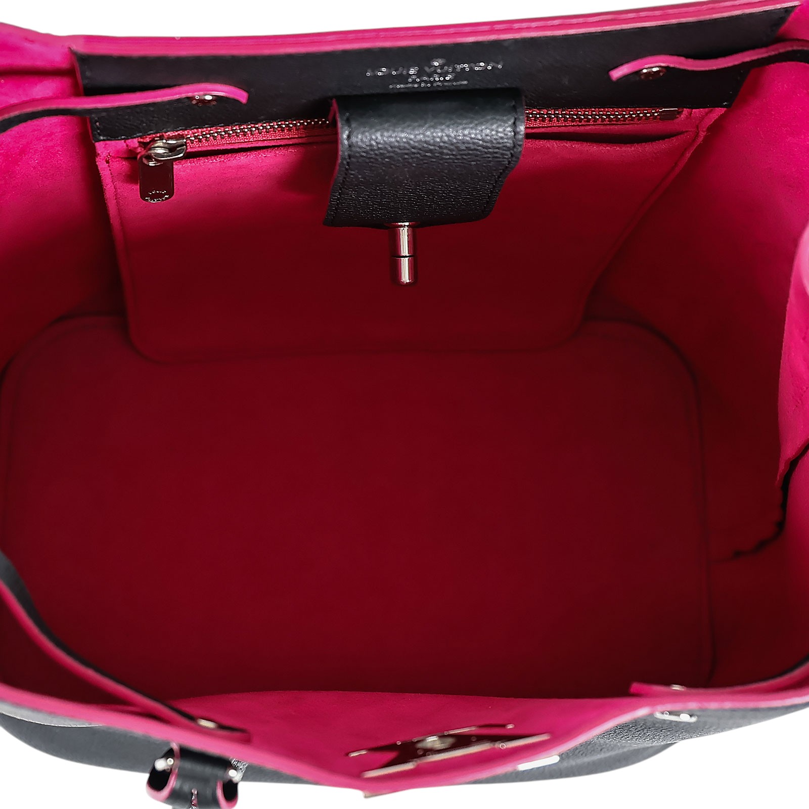 路易威登 LOUIS VUITTON Lockme 水桶肩背包 M54677 晶片款 黑拚桃紅LOCKME水桶包 無附屬品