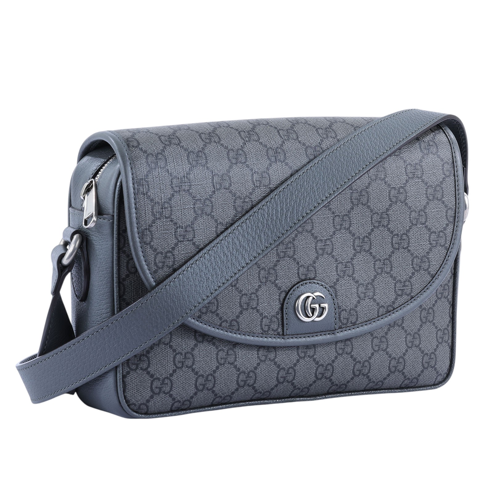 古馳 GUCCI Ophidia GG logo 拉鍊 下蓋 肩背 郵差包 724704 灰GG滿版郵差包 原廠盒子/防塵袋