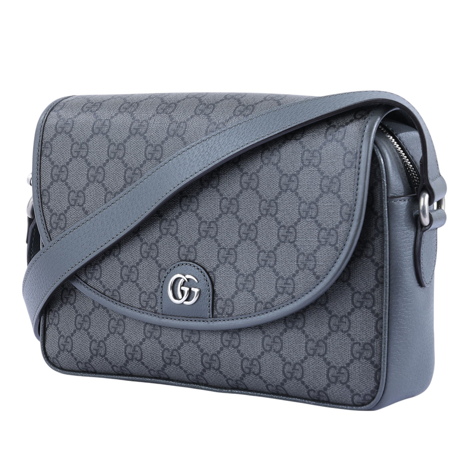 古馳 GUCCI Ophidia GG logo 拉鍊 下蓋 肩背 郵差包 724704 灰GG滿版郵差包 原廠盒子/防塵袋