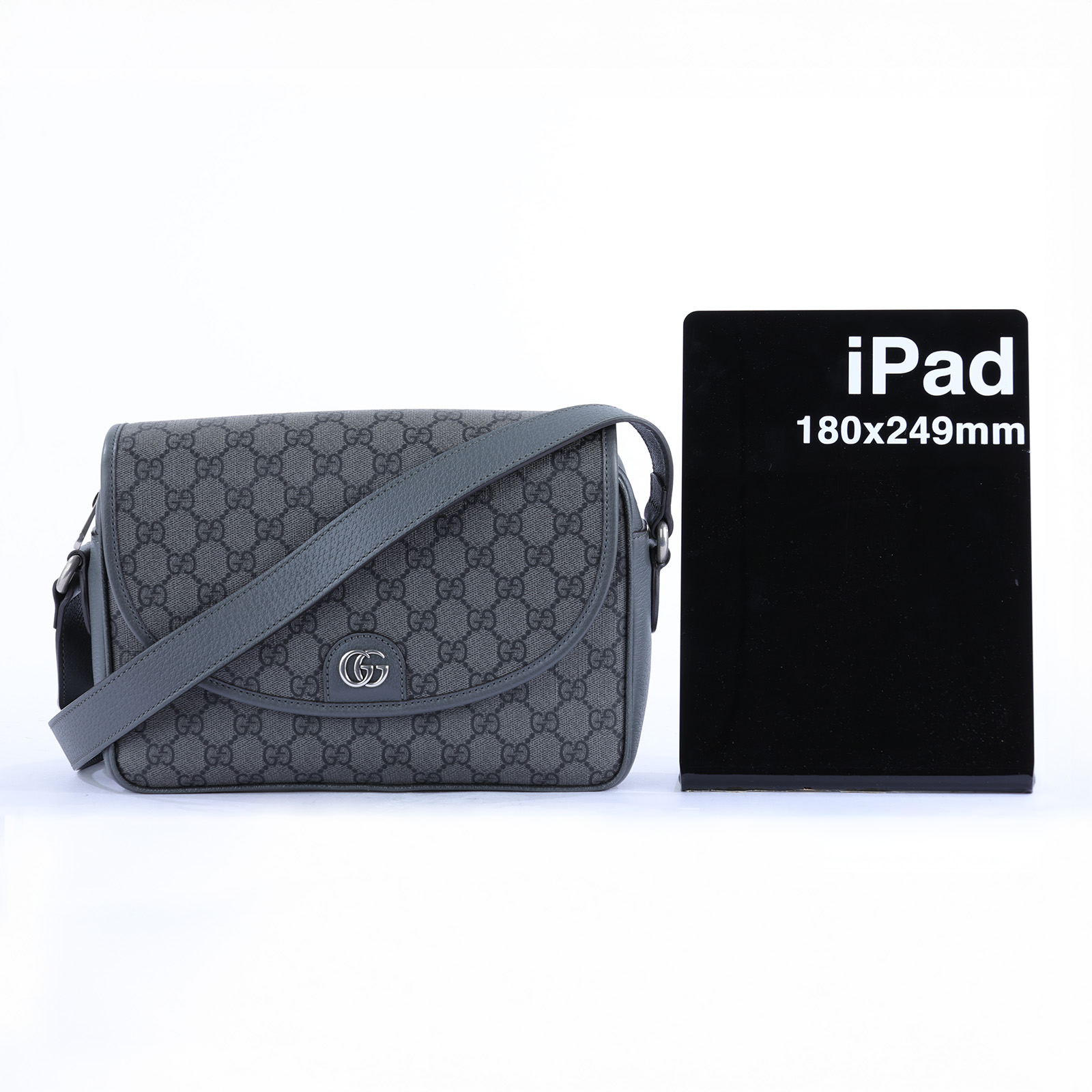 古馳 GUCCI Ophidia GG logo 拉鍊 下蓋 肩背 郵差包 724704 灰GG滿版郵差包 原廠盒子/防塵袋