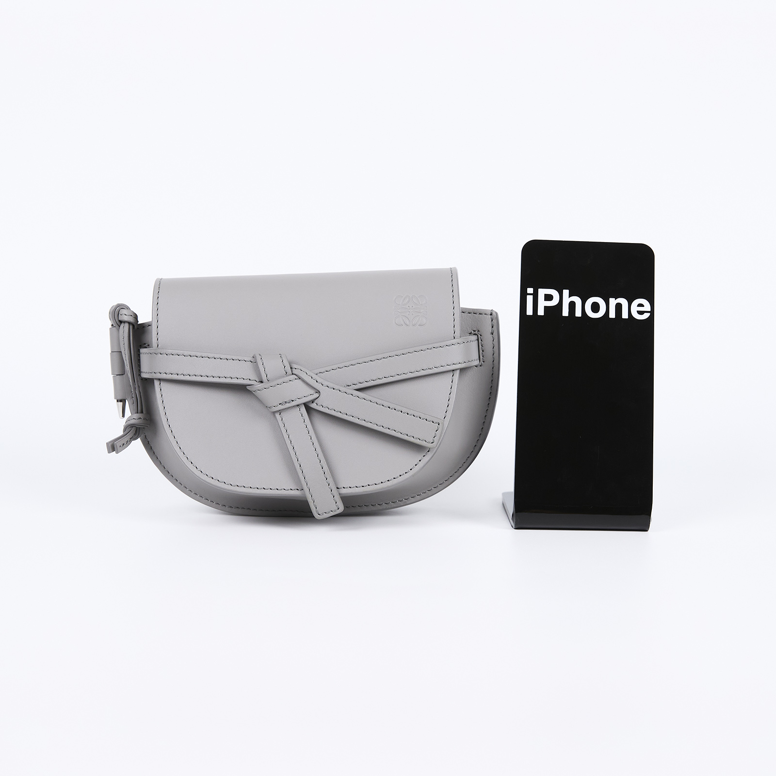 羅意威 LOEWE Mini Gate Dual bag 迷你 小牛皮 肩背包 帆布背帶  灰色GATE MINI 原廠盒子/防塵袋/購買證明