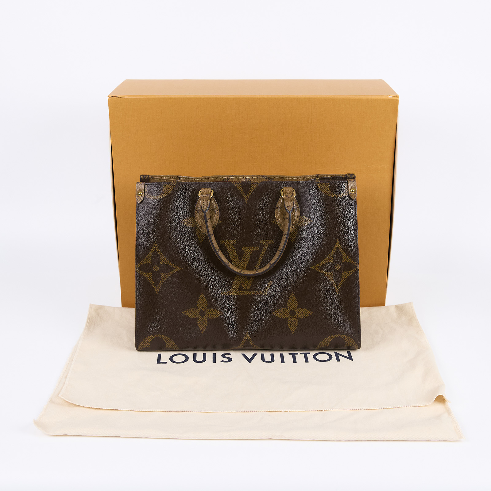路易威登 LOUIS VUITTON OnTheGo MM 經典帆布 手提 肩背包 M45321 晶片款 棕原花Onthego MM 原廠盒子/防塵袋