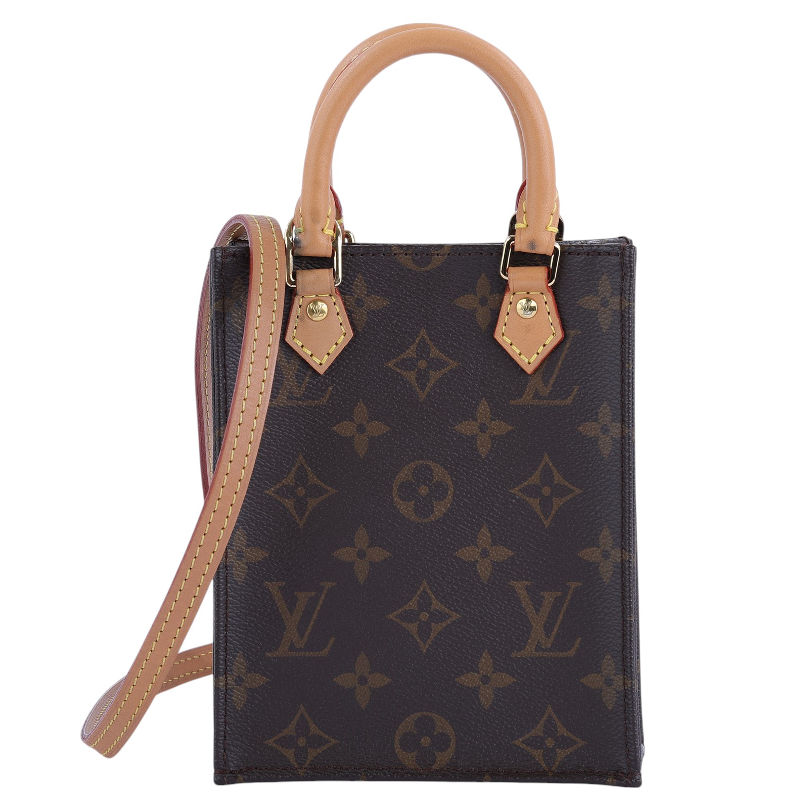 路易威登 LOUIS VUITTON Petit Sac Plat 經典帆布 斜背包 M69442 晶片款  原廠盒子/防塵袋/購買證明