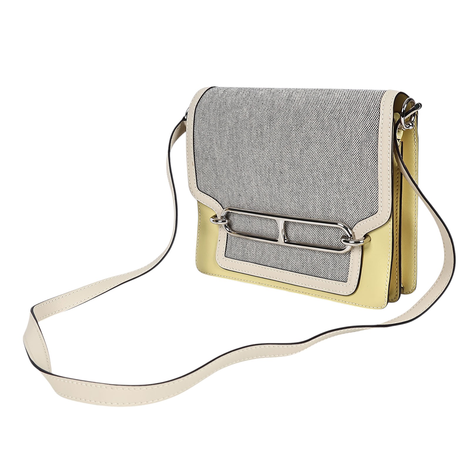 愛馬仕 Hermès Roulis 豬鼻子 斜背包 23 RO23 XST005PI X刻黃白拼帆布ROULIS 23 防塵袋