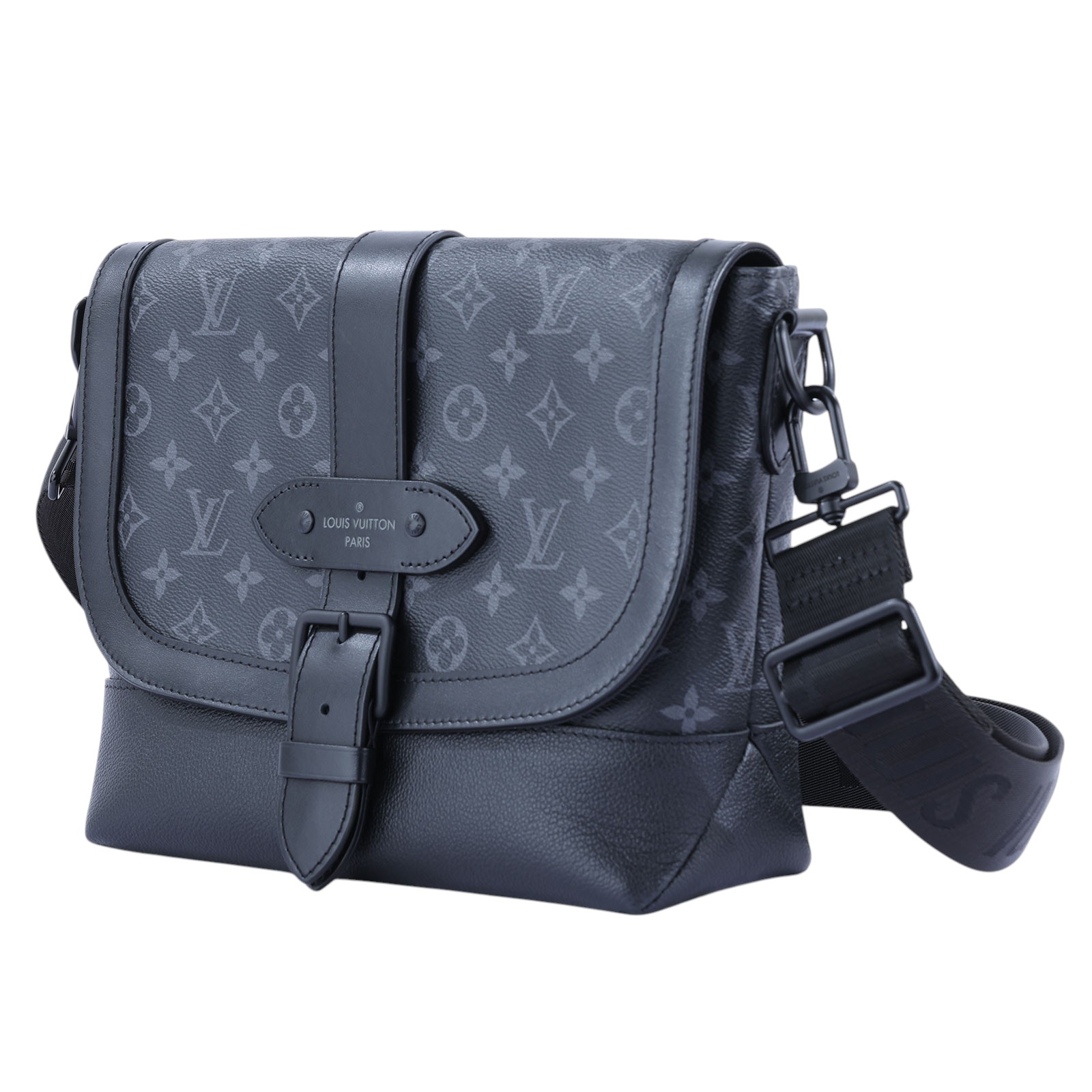 路易威登 LOUIS VUITTON Saumur 郵差包 M45911 晶片款 黑原花SAUMUR 翻蓋斜背包 原廠盒子/防塵袋