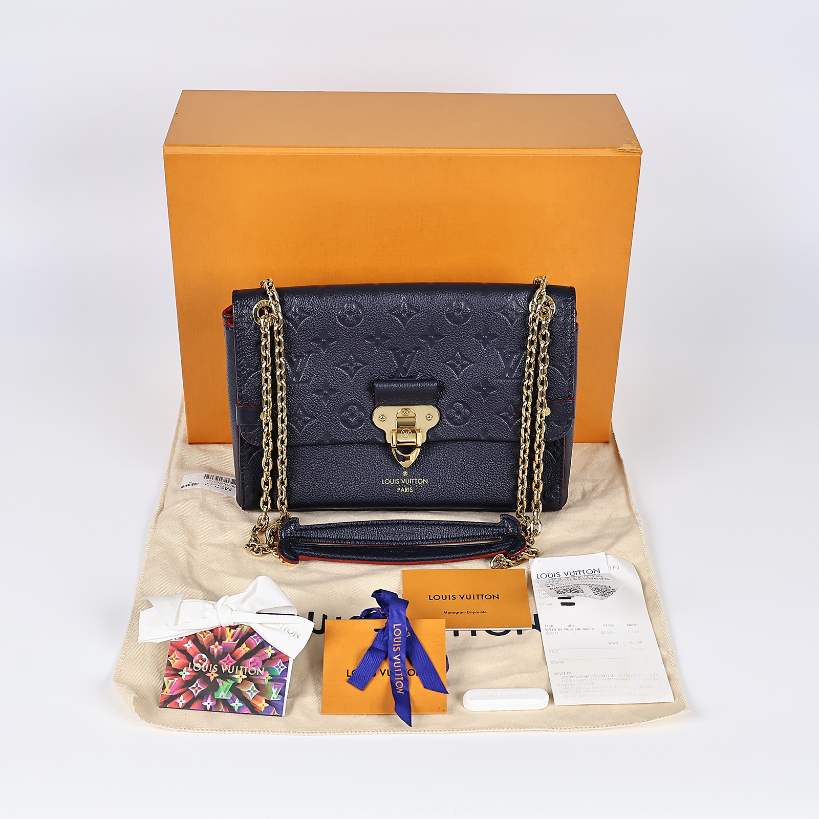 路易威登 LOUIS VUITTON Vavin 肩背包 小型  M52271 深藍原花Vavin PM 防塵袋/原廠盒子/購買證明