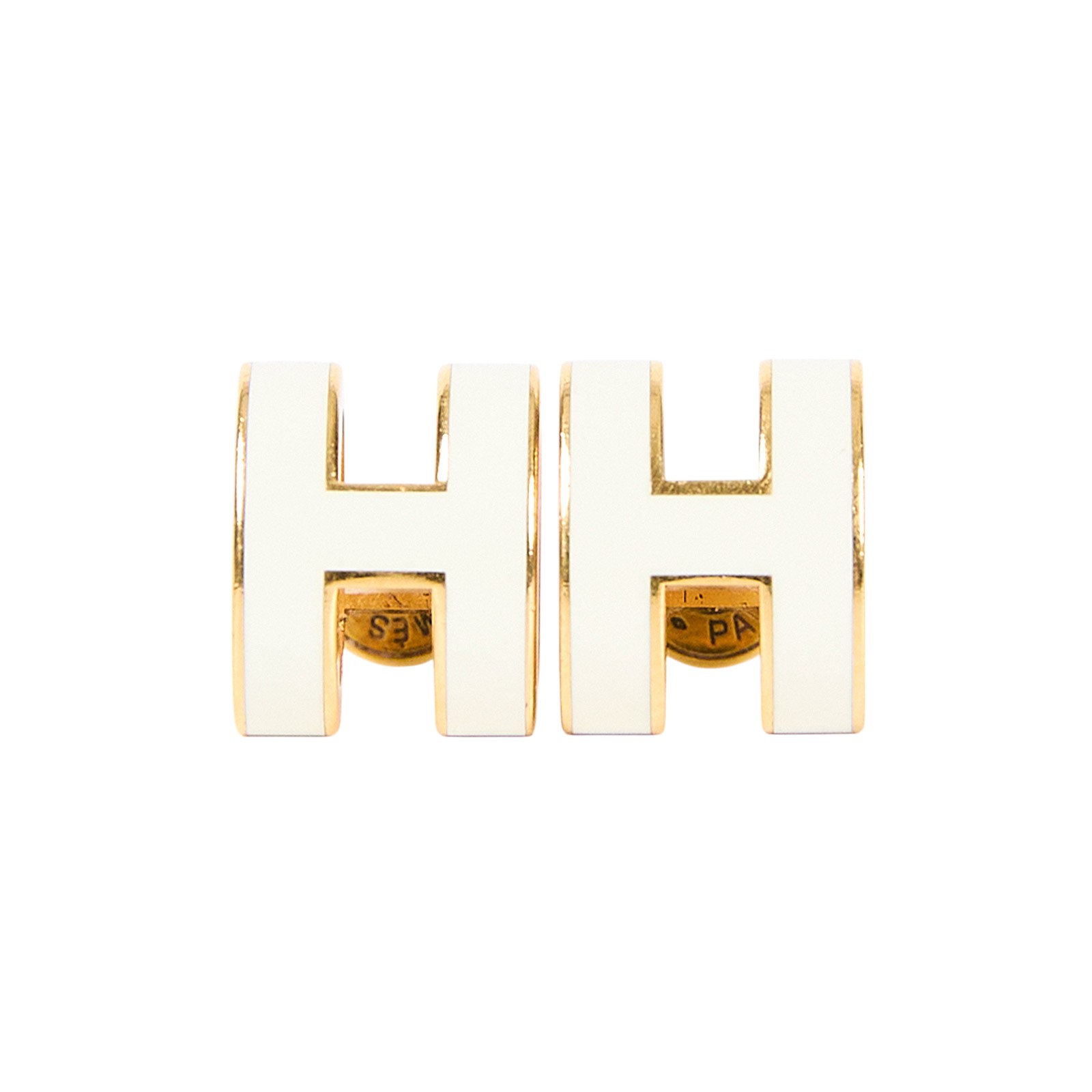 愛馬仕 Hermès Mini Pop H 耳釘 POPHE  白POP H耳環 原廠盒子